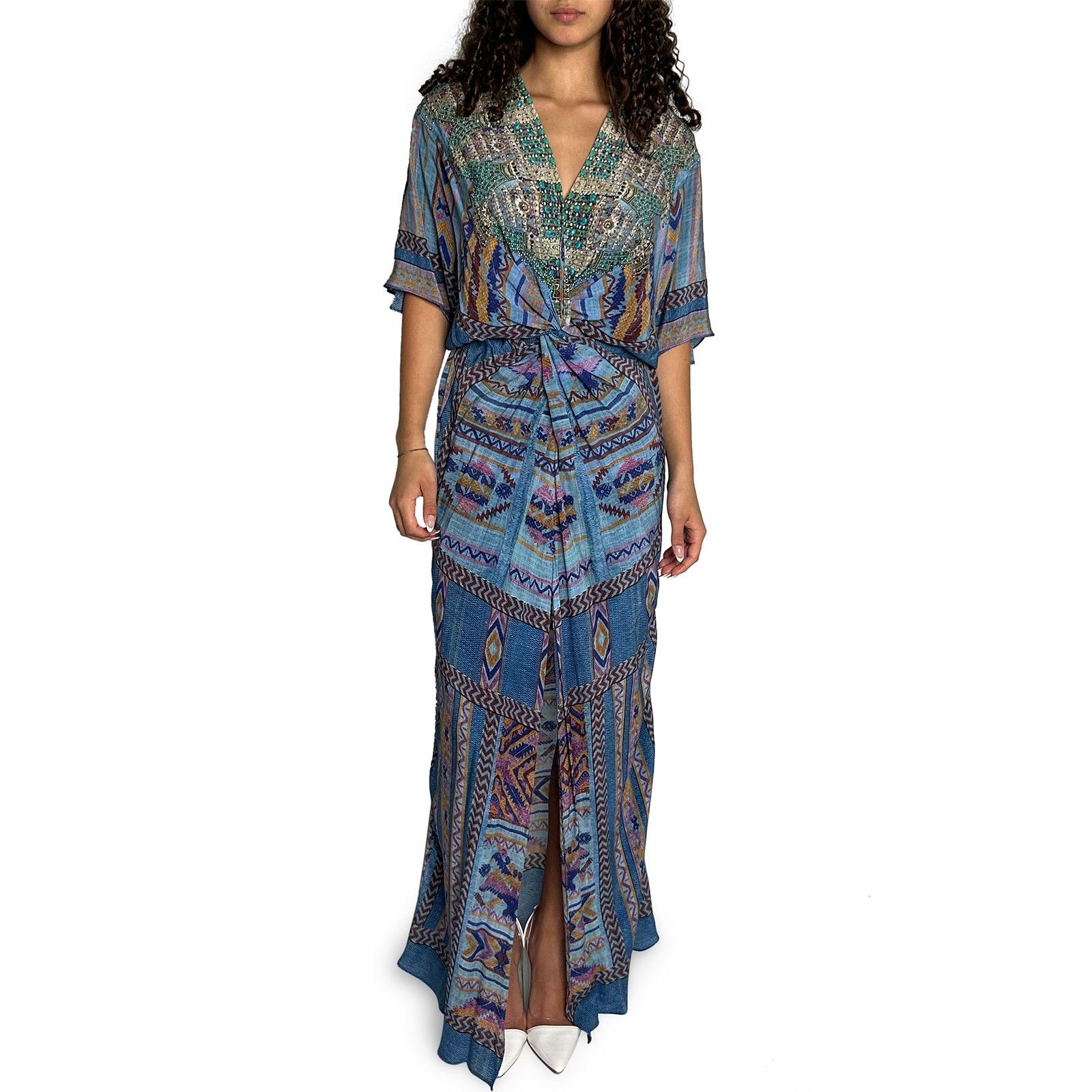 CAMILLA Gather Waist Blue Maxi Dress Size M / US 6-8 / IT 42-44 - 1 Thumbnail