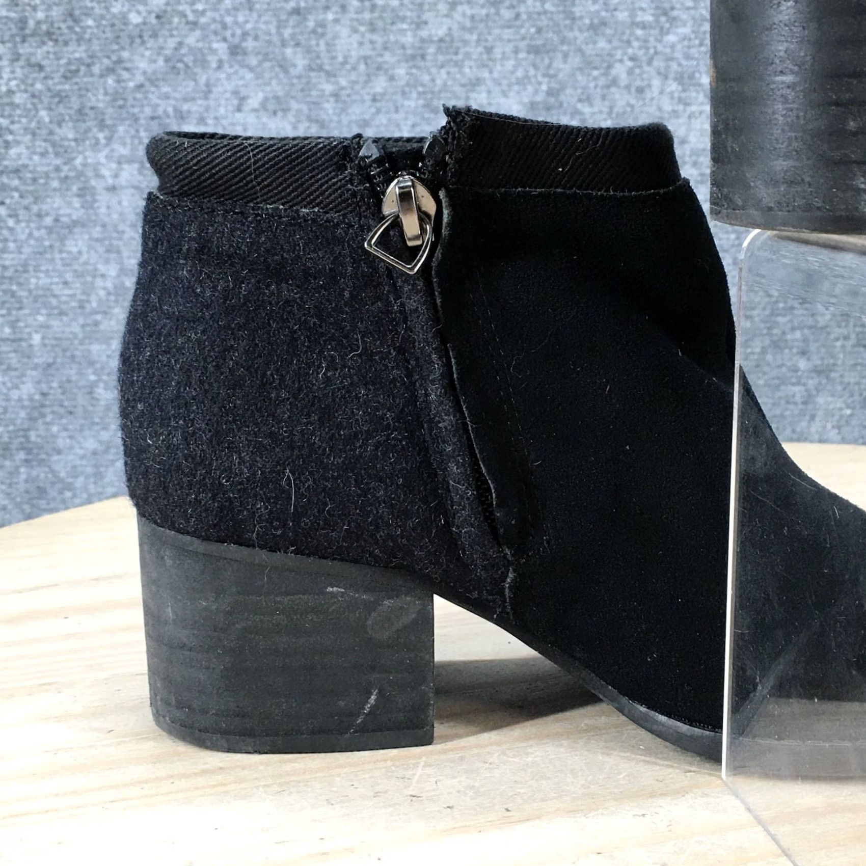 Toms Toms Boots Womens 5 Loren Ankle Bootie Black Side Zip Casual Almond Toe Block Size US 5 / IT 35 - 7 Thumbnail