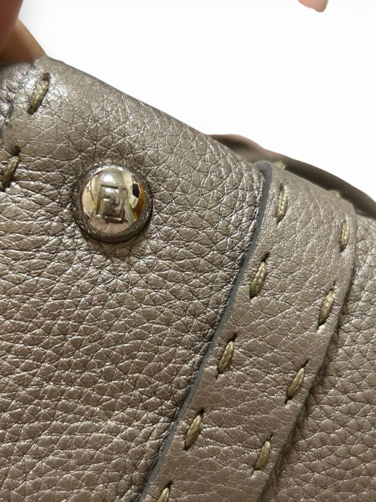Fendi Fendi - Selleria Small Leather Handbag Taupe Size ONE SIZE - 9 Thumbnail