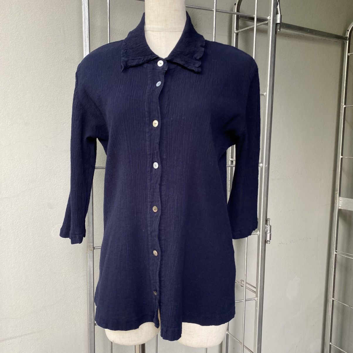 Tsumori Chisato Tsumori chisato Dark Blue Stretch Button-Up Shirt Size XS / US 0-2 / IT 36-38 - 16 Thumbnail