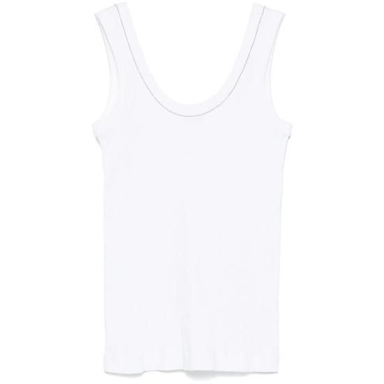Brunello Cucinelli BRUNELLO CUCINELLI Women Tops MG902FP100 C159 WHITE Size L / US 10 / IT 46 - 1 Thumbnail