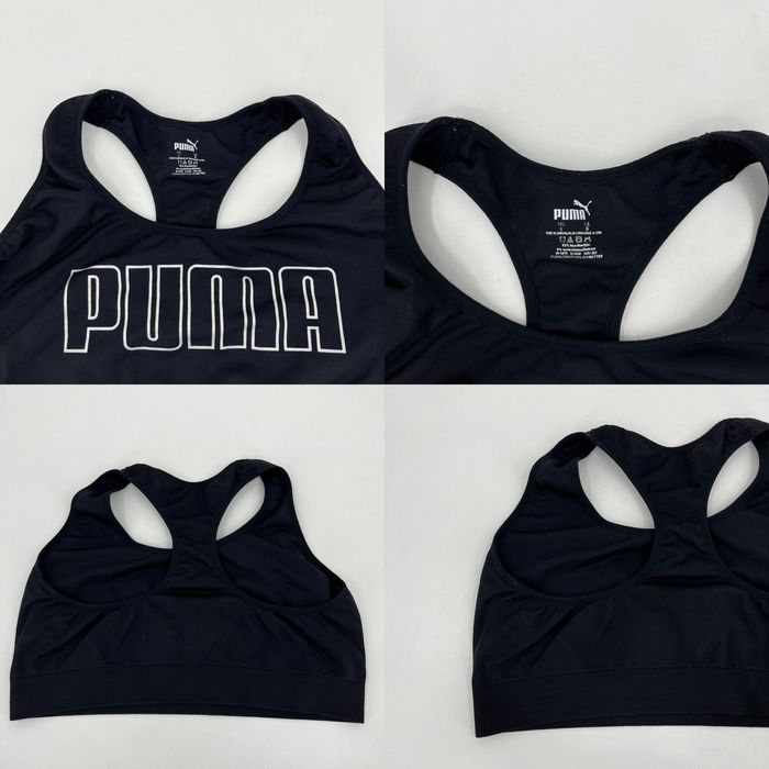 Puma Puma Sports Bra Women's L Black Racerback Logo Stretch Gym Yoga