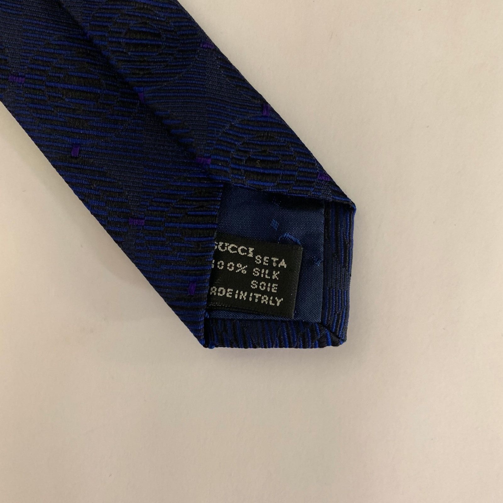 Gucci GUCCI Navy Blue Geometric Silk Jacquard Tie Size ONE SIZE - 3 Thumbnail