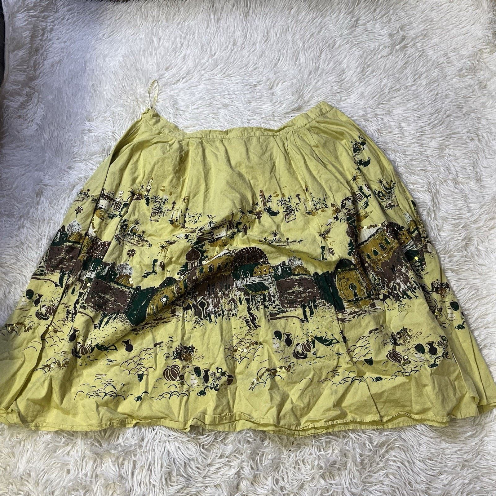 Other Ashley B Bernardo A-Line Skirt Pleated Yellow Sequin 14w Size 36" / US 14 / IT 50 - 3 Thumbnail