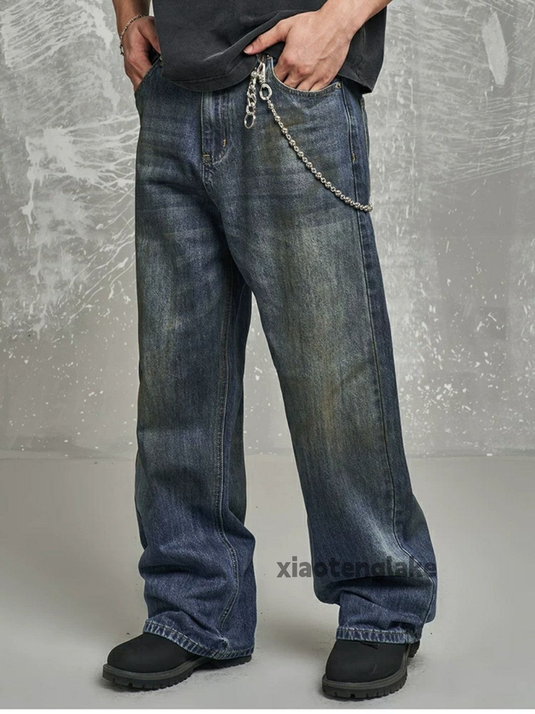 Jean × Vintage washed faded skate hiphop stain loose baggy jeans Size US 32 / EU 48 - 4 Thumbnail