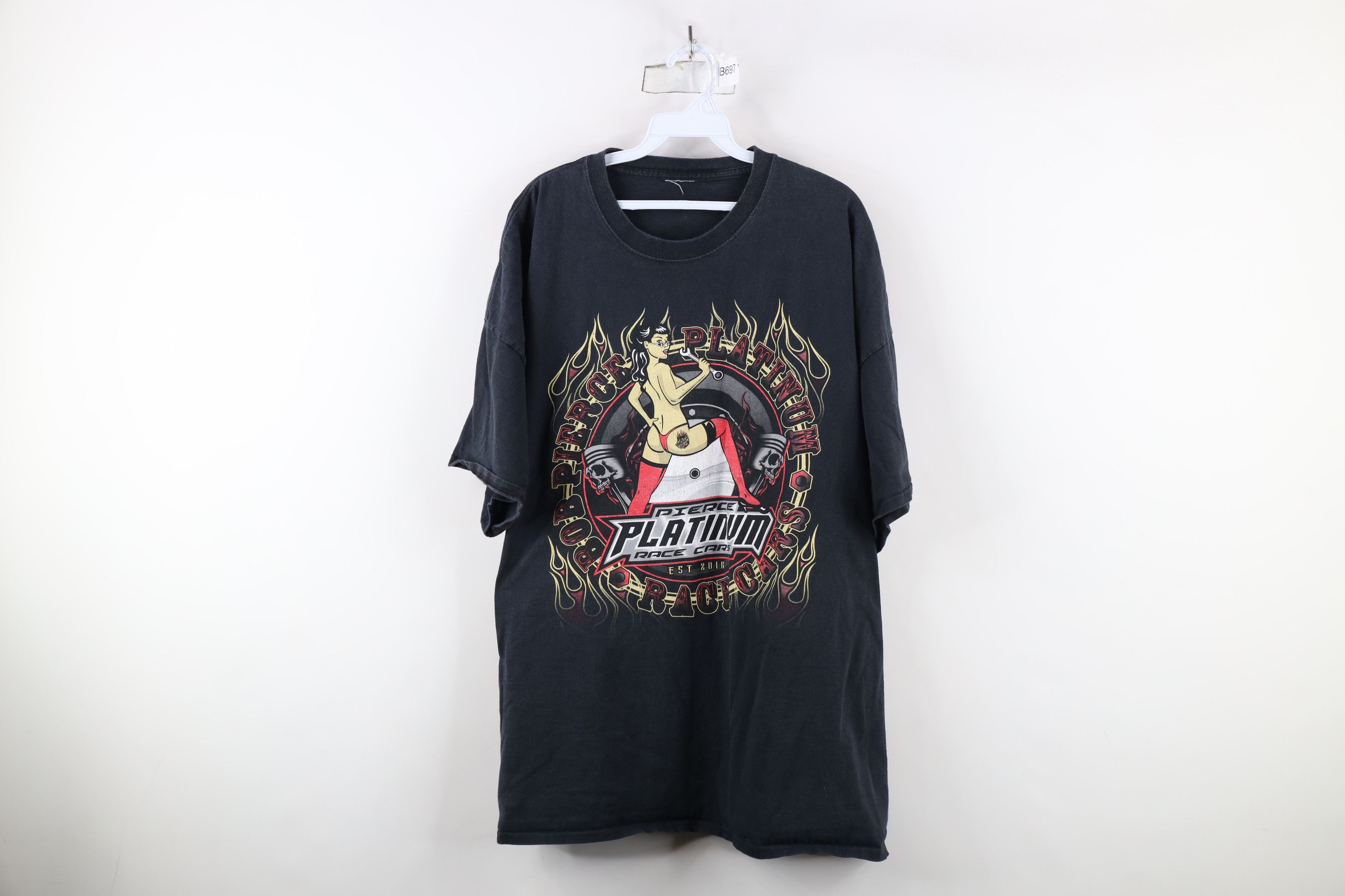 Vintage Y2K Streetwear Flames Pinup Girl Skull Car Racing T-Shirt Size US XXL / EU 58 / 5 - 1 Thumbnail