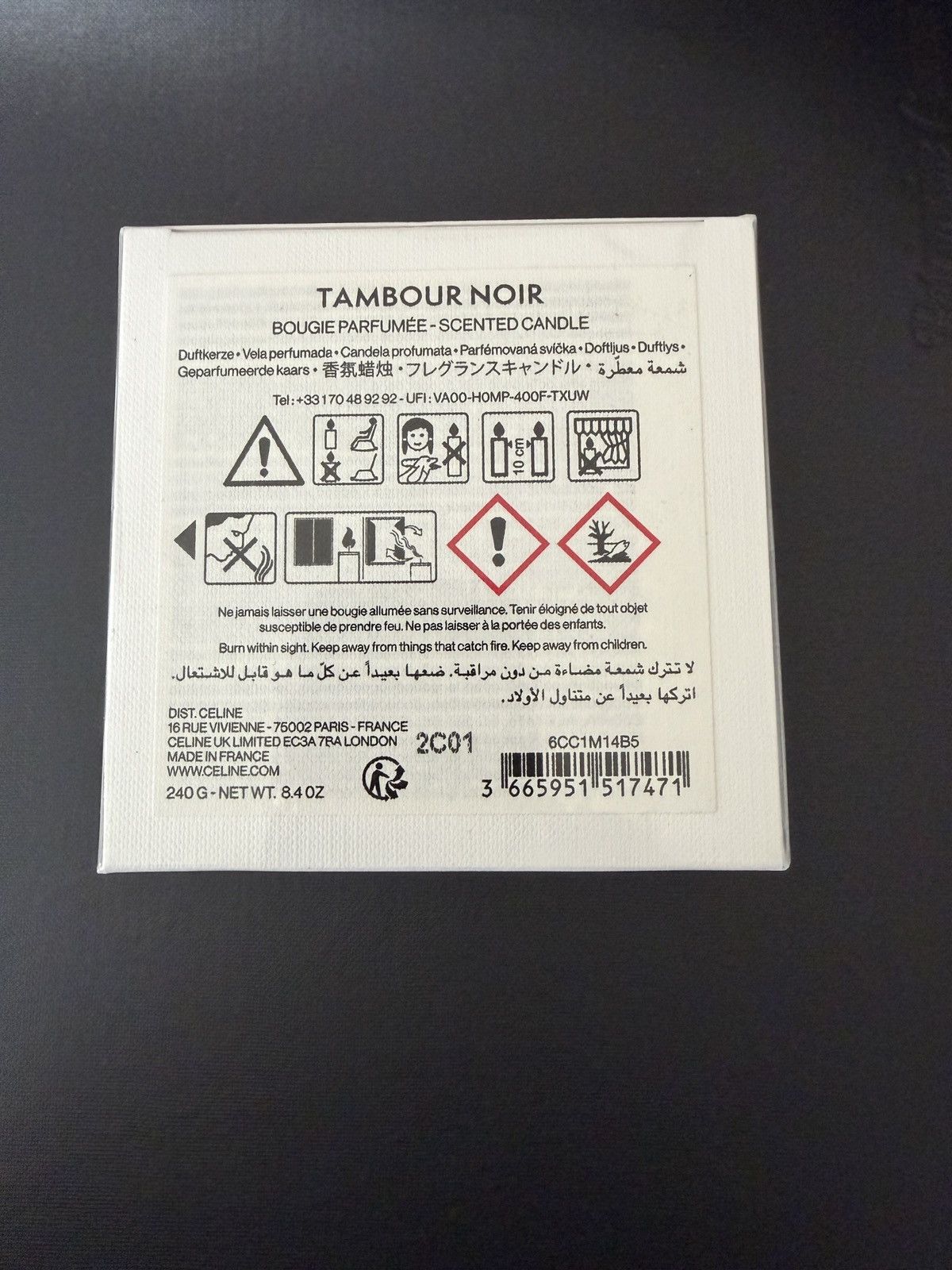 Celine Tambour Noir Scented Candle 8.4oz NEW Size ONE SIZE - 6 Thumbnail