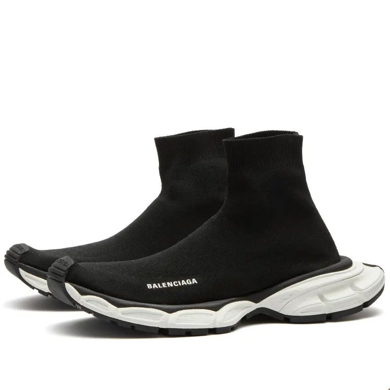 Balenciaga o1mt1gz1024 3XL Sock Recycled Knit Sneakers in Black/White Size US 12 / EU 45 - 5 Thumbnail