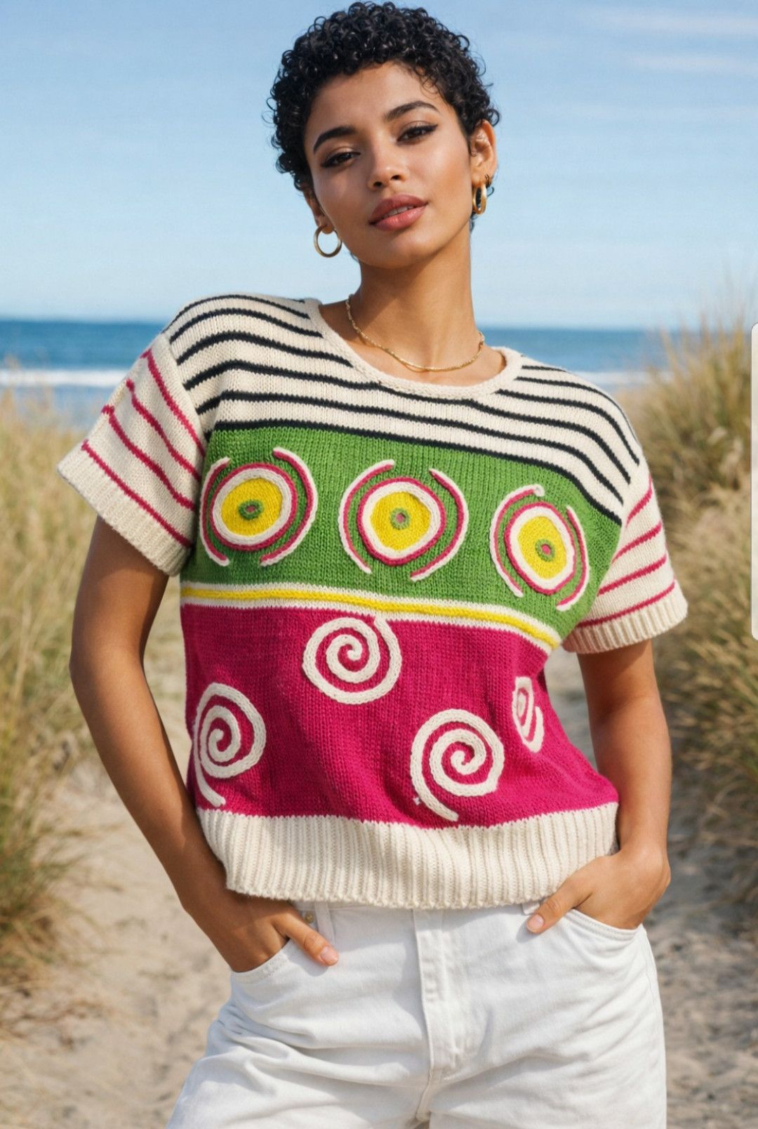 Other Vintage IB Diffusion Sweater High End 80s Funky Pop Art S Size S / US 4 / IT 40 - 2 Thumbnail