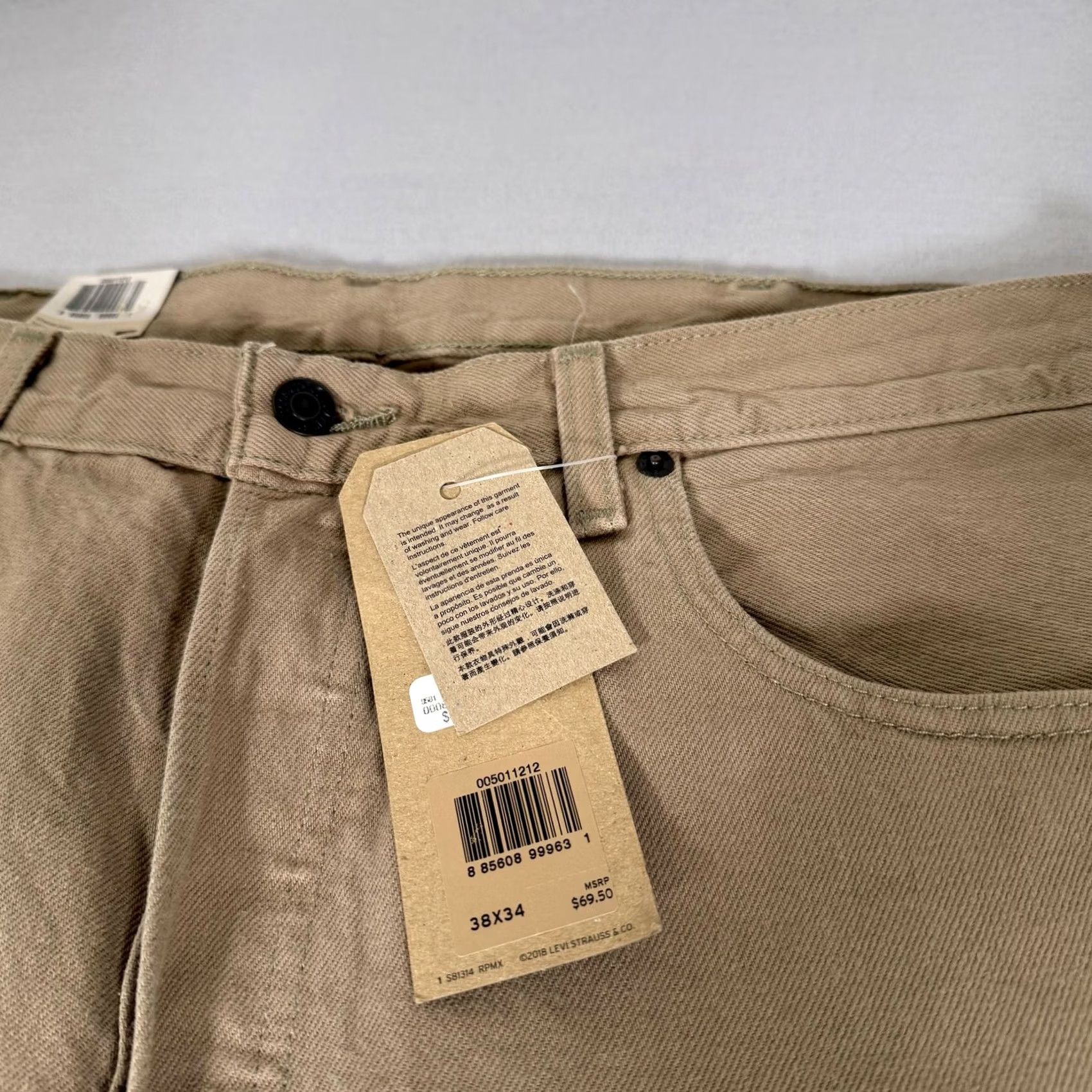 Levi's Levi's 501 Jeans Mens Beige 38x34 Denim Straight Leg Button Fly 5-Pocket Regular Fit Size US 38 / EU 54 - 3 Thumbnail