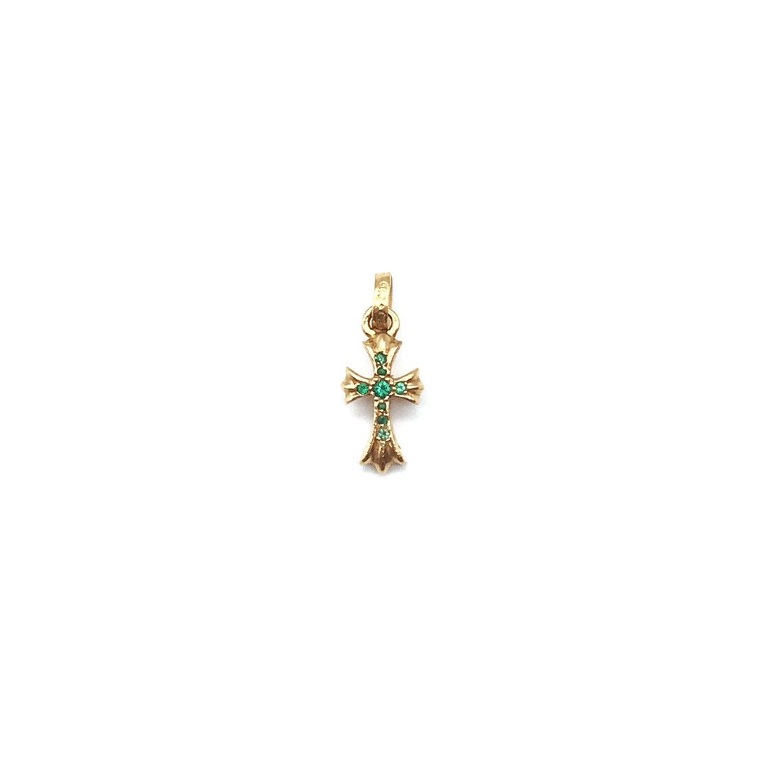 Chrome Hearts Chrome Hearts 22K Gold Emerald Babyfat Cross Charm Pendant Size ONE SIZE - 1 Thumbnail