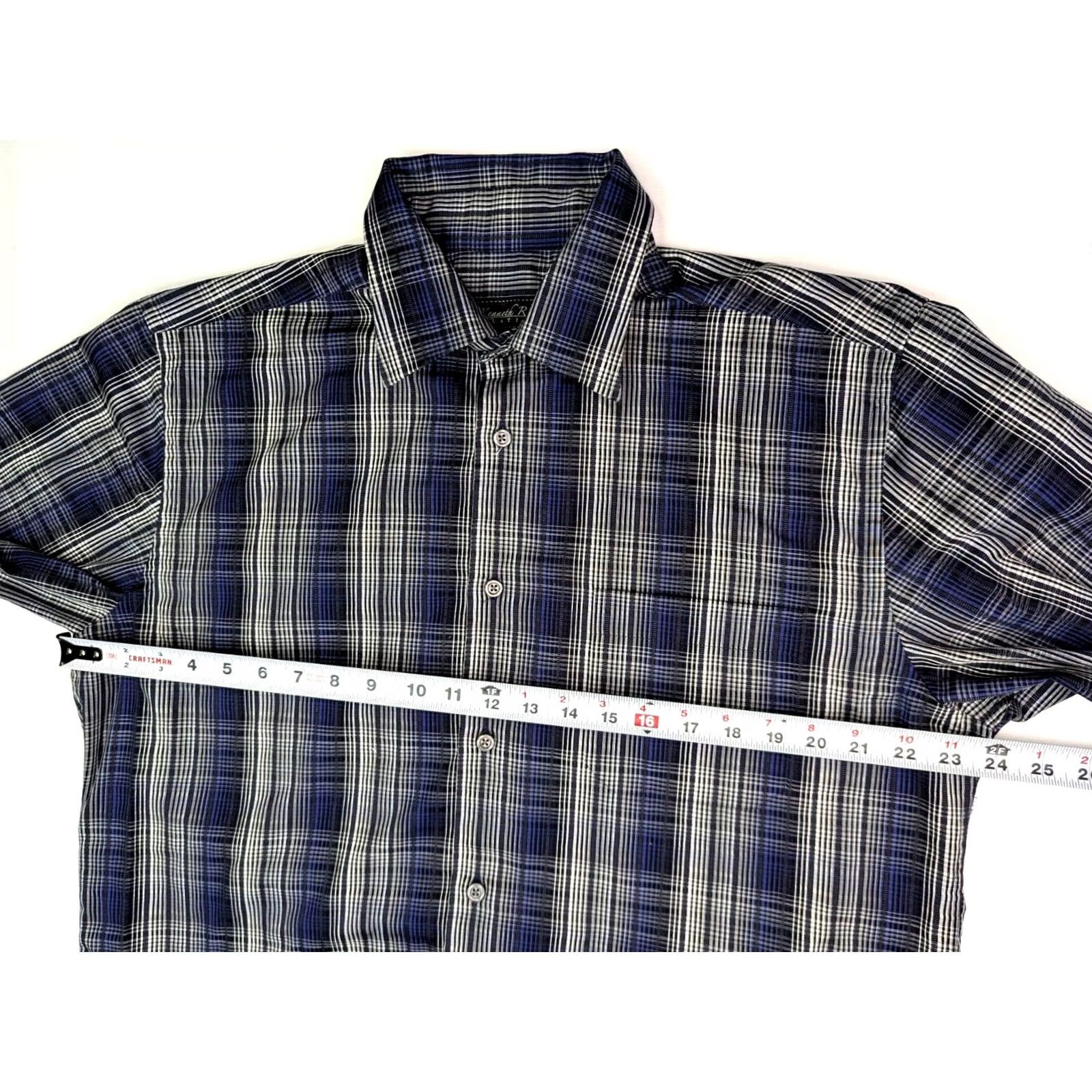 Vintage Kenneth Roberts Platinum Button-Up Shirt XL Men Plaid Blue Gray Long Sleeve Cotton Shirt Size US XL / EU 56 / 4 - 6 Thumbnail