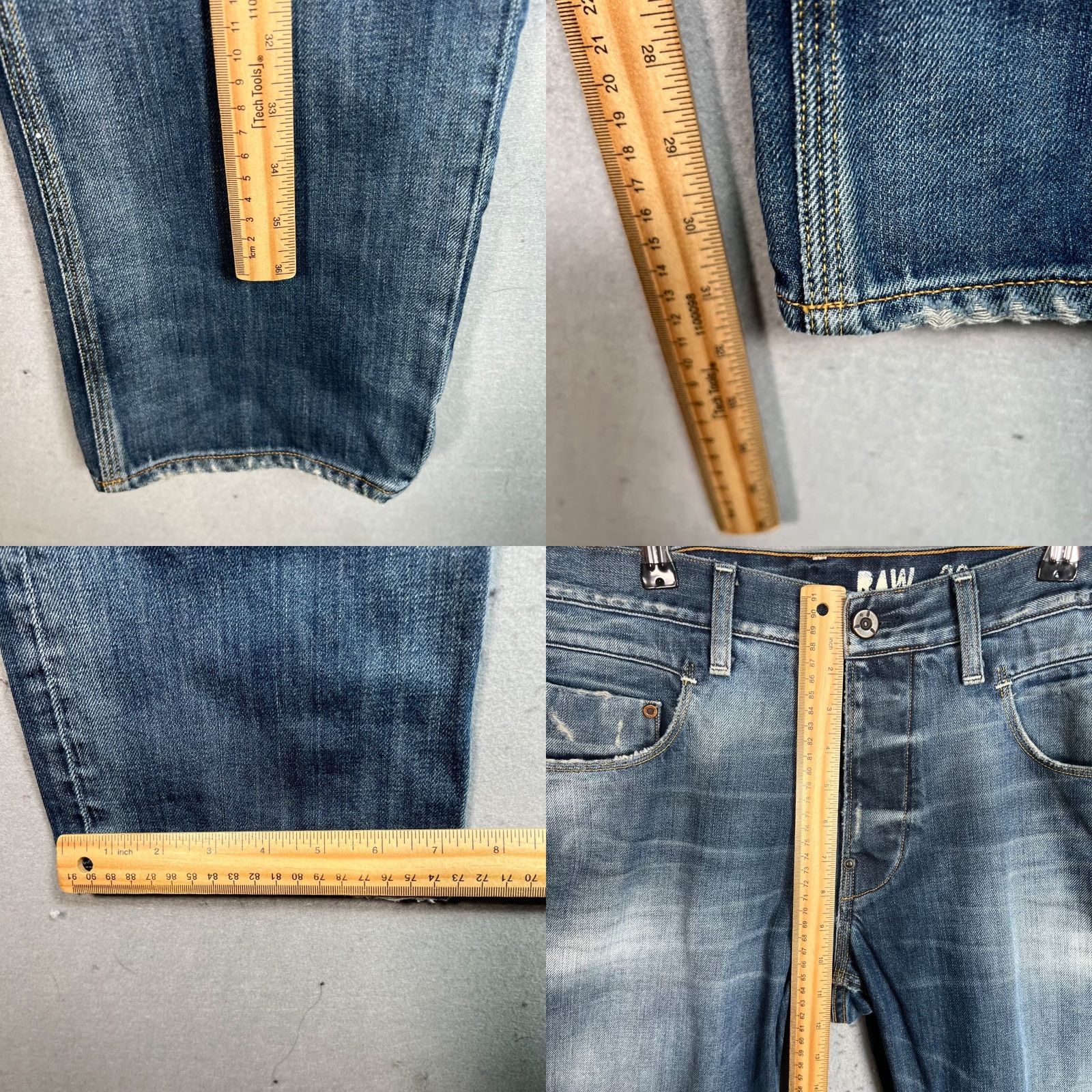 G-Star G-Star Raw GS01 Mens Jeans 33 x 32 Radar Tapered Fit Blue Denim 5-Pocket Regular Rise Mid Vintage No Size US 33 - 8 Thumbnail
