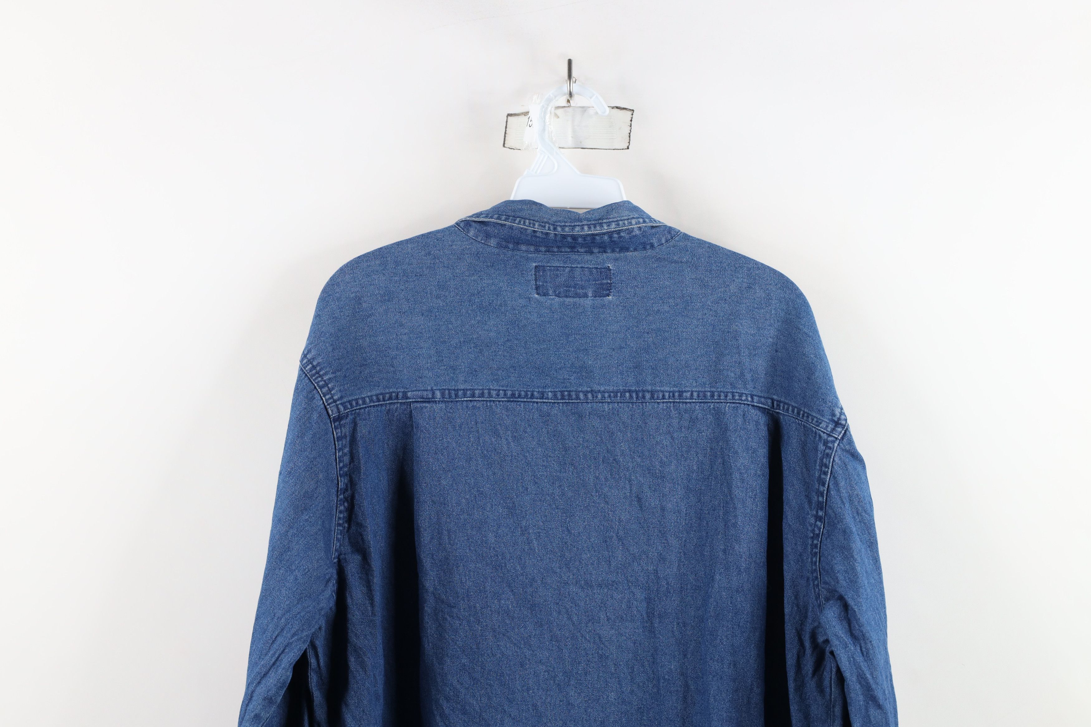 Vintage Vintage 90s Streetwear Embroidered Flower Denim Button Shirt Size XL / US 12-14 / IT 48-50 - 13 Thumbnail