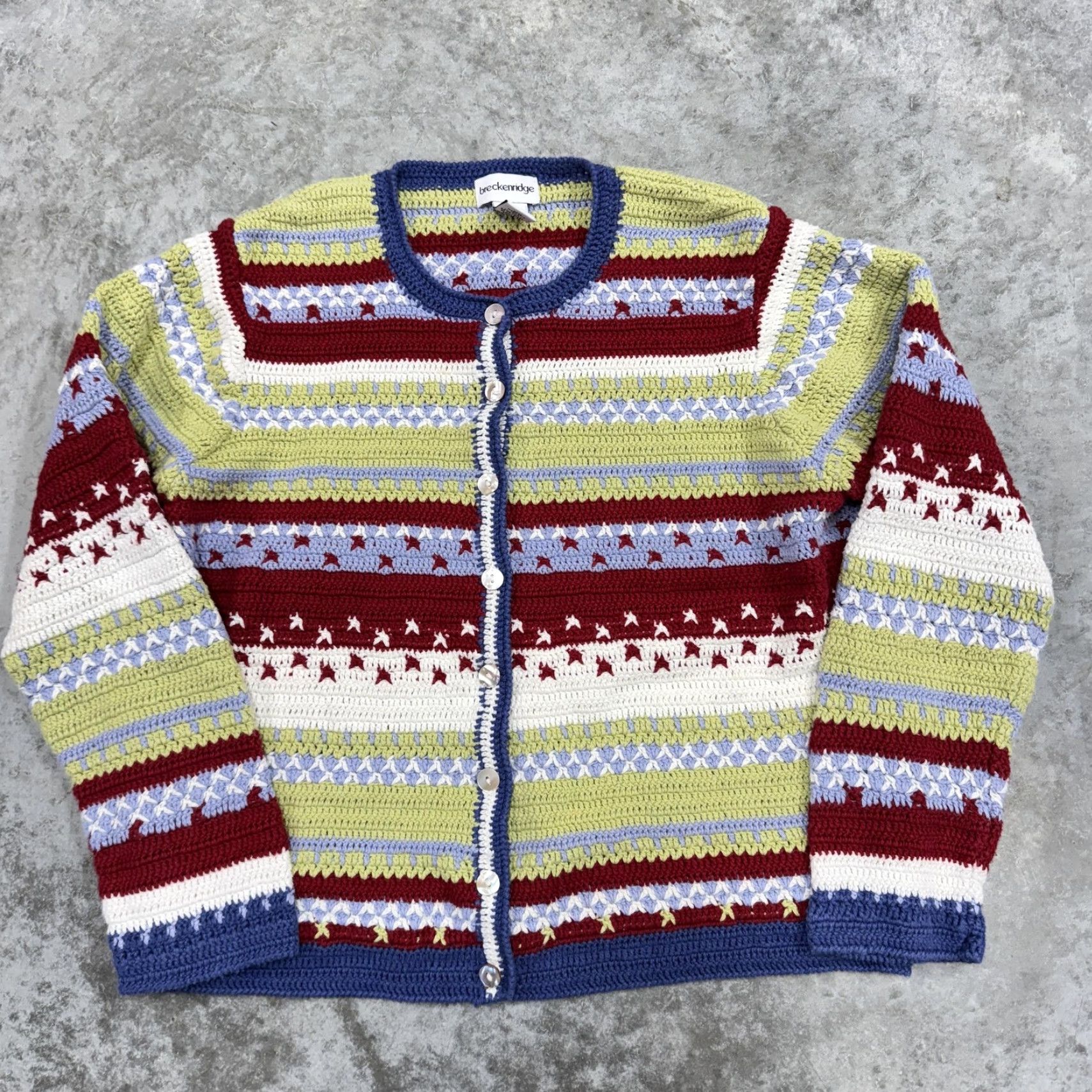 Etro Breckenridge Sweater Womens XL Crochet Cardigan Button Front Retro Knit Pullover Size XL / US 12-14 / IT 48-50 - 2 Thumbnail