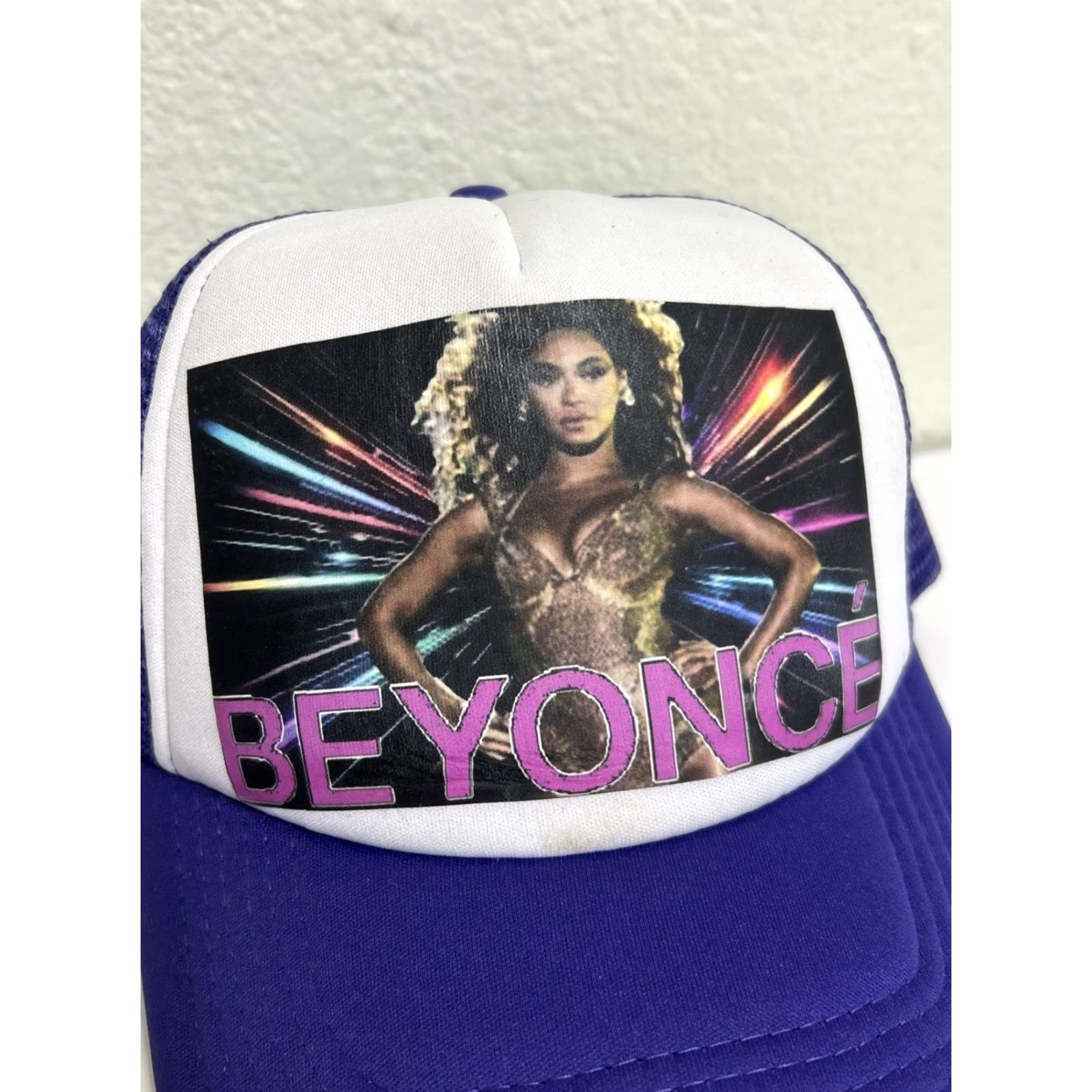 Vintage Beyoncé Trucker Hat Purple White SnapBack Adjustable Toptie Men One Size White Purple Trucker Hat Womens/Mens Size ONE SIZE - 3 Thumbnail