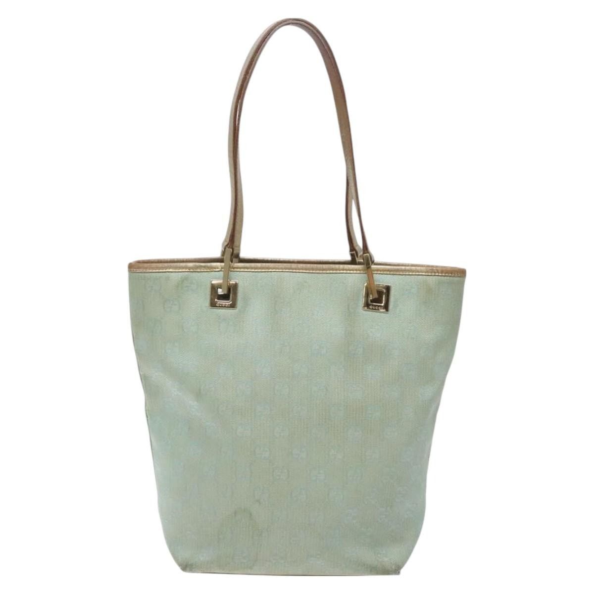 Gucci GUCCI GG Canvas Tote Bag Light Blue Gold 002 002 Size ONE SIZE - 3 Thumbnail