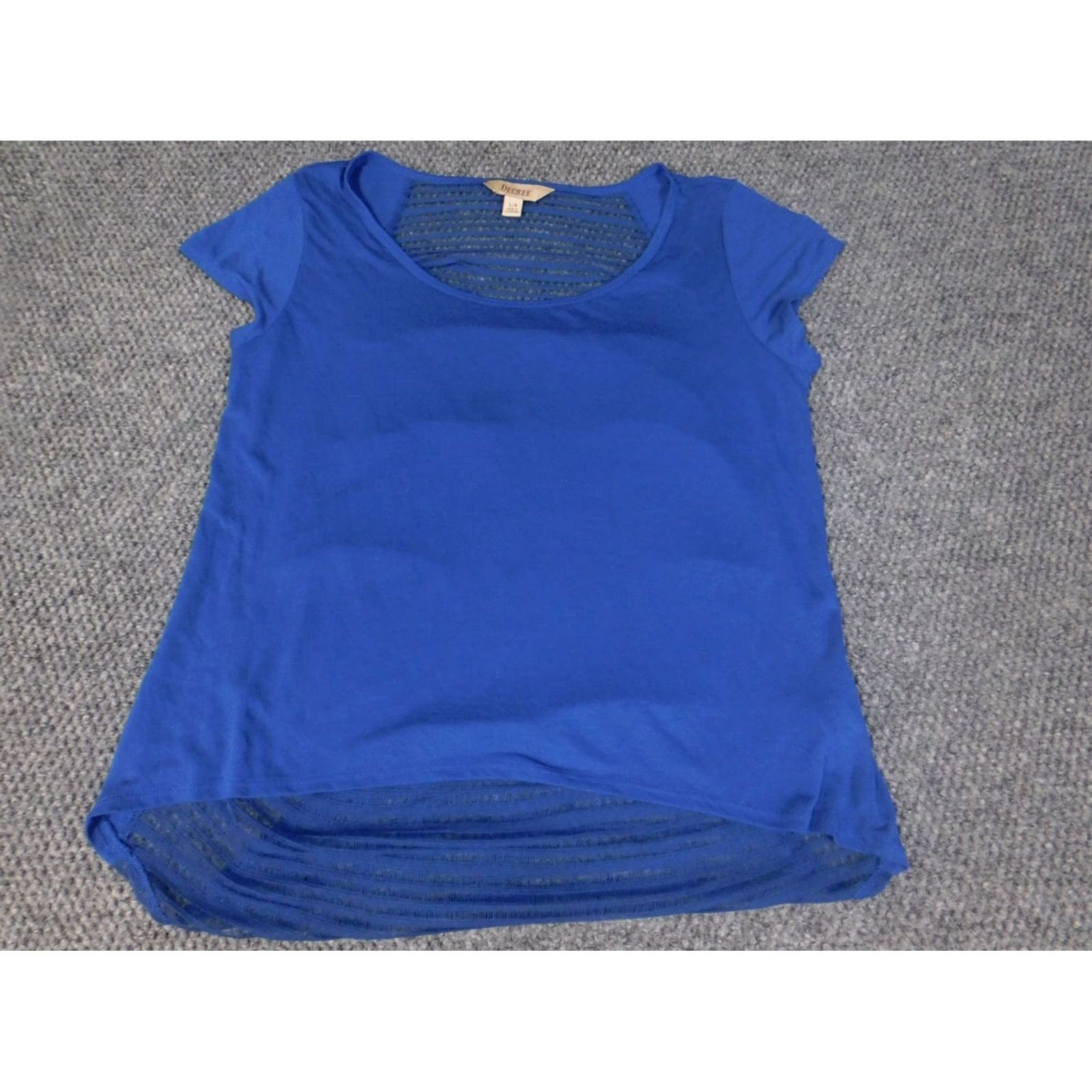 Decree Decree Blouse L Womens Blue Crew Neck Short Sleeve Pullover Floral Butterfly Stretch Casual Top Size L / US 10 / IT 46 - 3 Thumbnail