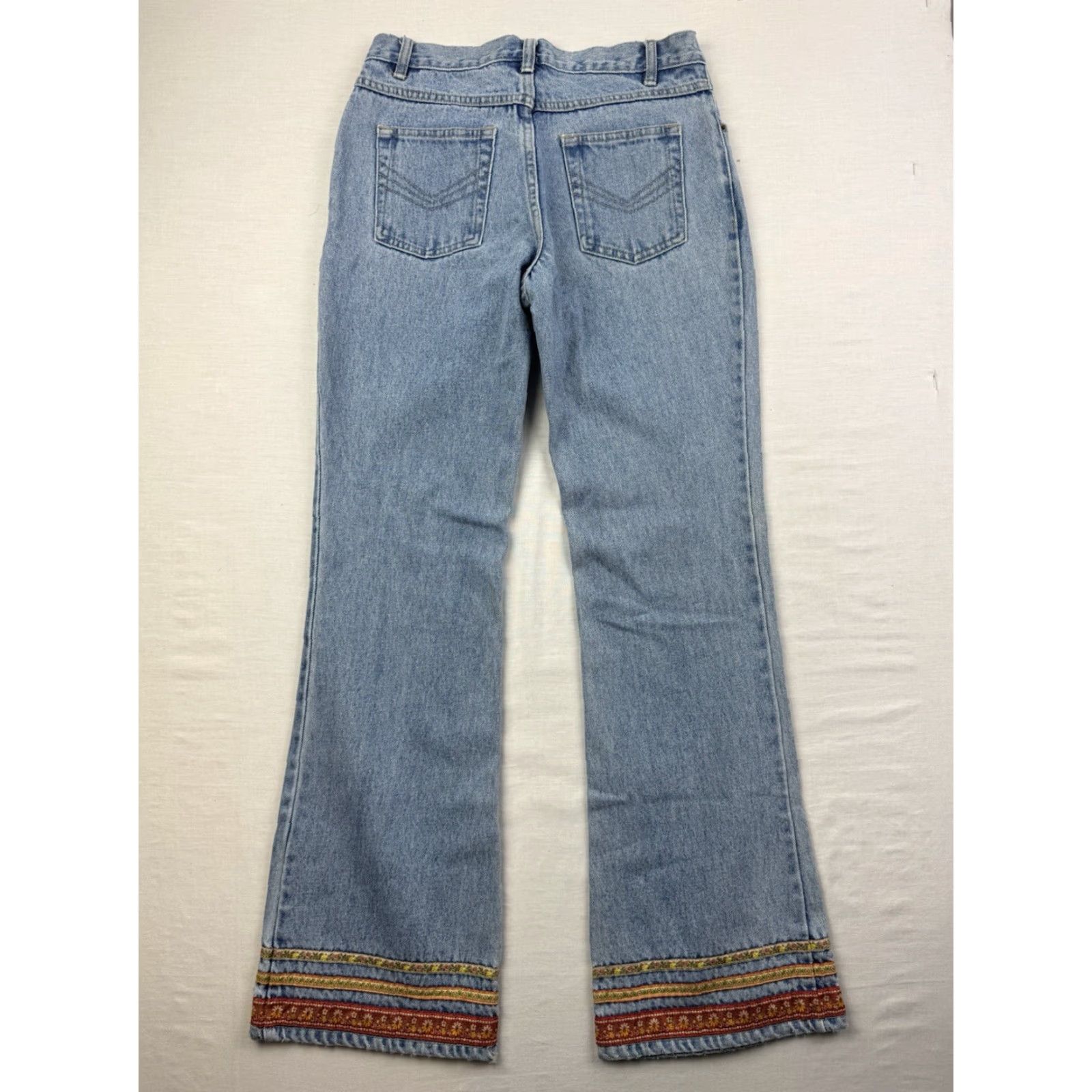 Vintage VINTAGE No Boundaries Jeans Bootcut Womens 5 Blue Floral Embroidered 90s Bohemian Flower Hippie Y2K Girls/Mens? Size 27" / US 4 / IT 40 - 3 Thumbnail