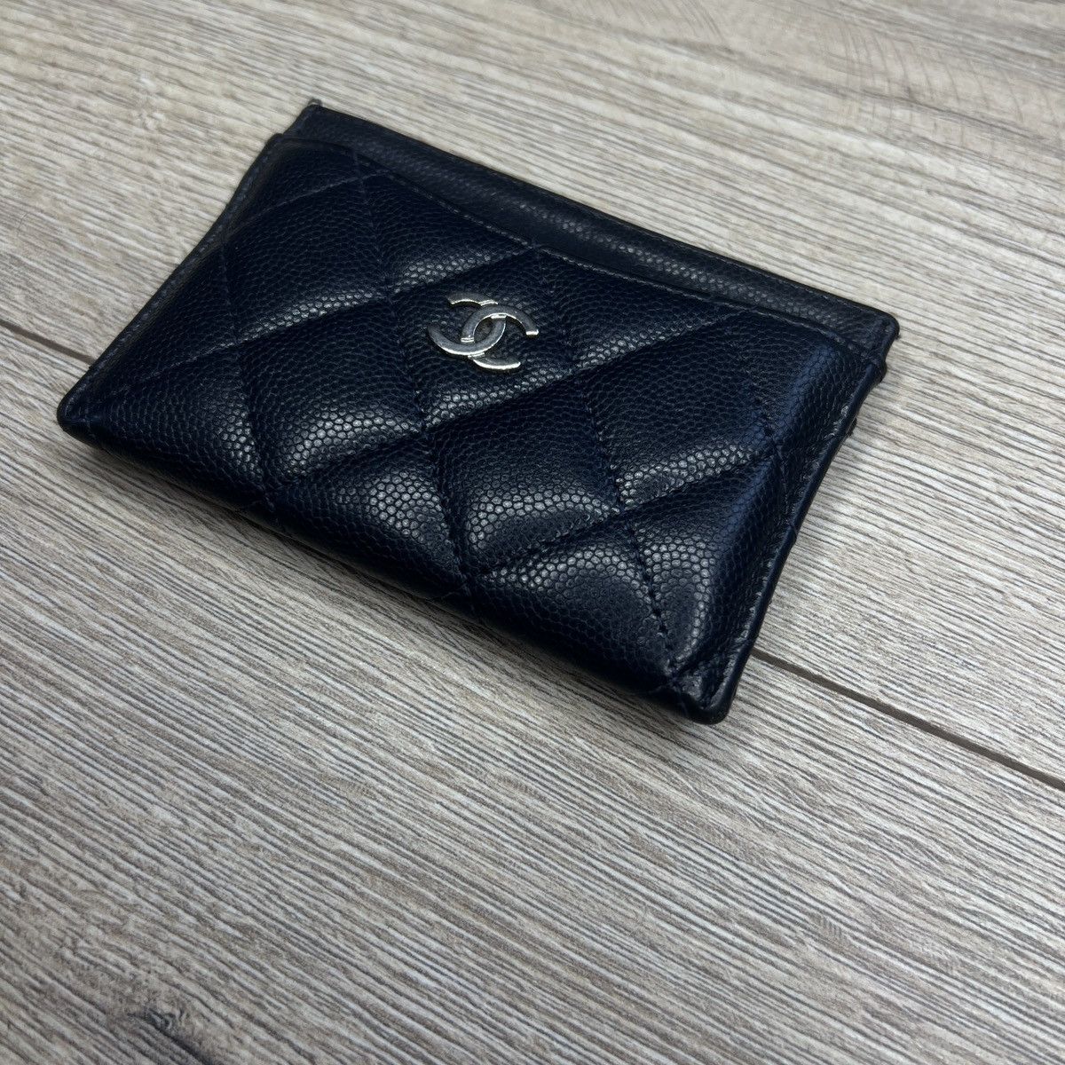 Chanel Chanel Chain Logo Quilted Black Leather Card Holder Wallet Size ONE SIZE - 3 Thumbnail