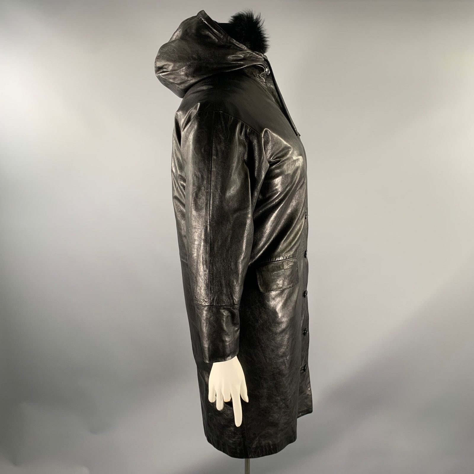 Helmut Lang HELMUT LANG Size M Black Leather Trench Coat Size M / US 6-8 / IT 42-44 - 2 Thumbnail