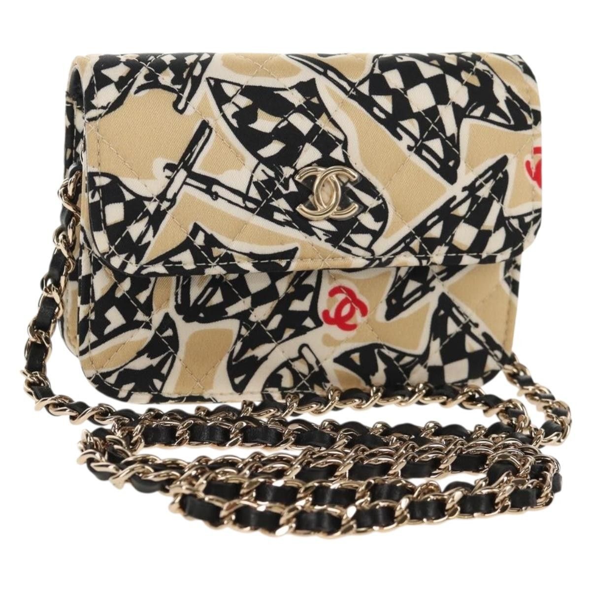 Chanel Chanel Flap Card Holder on Chain Quilted Printed Canvas Size ONE SIZE - 1 Thumbnail