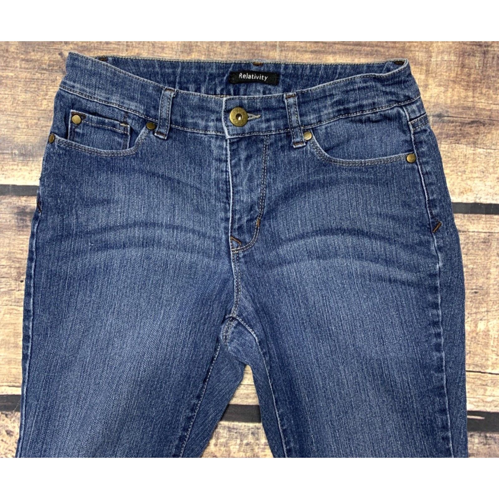 Denime Relativity Jeans Womens 8P Straight Medium Wash Denim Blue 30 x 26 Mid Size 30" / US 8 / IT 44 - 5 Thumbnail