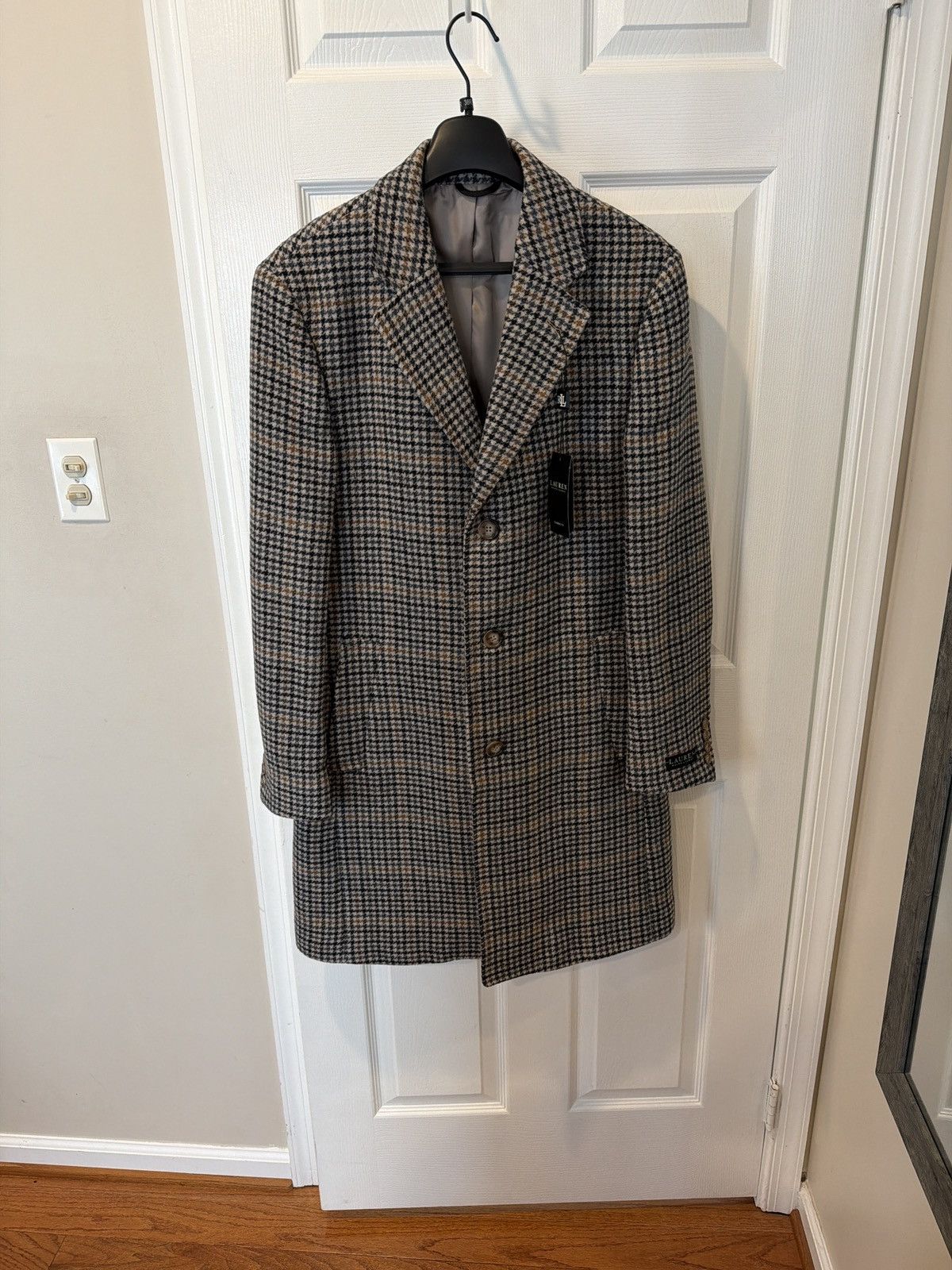 Lauren Ralph Lauren Lauren Ralph Lauren “Luther” Houndstooth Beige Wool Overcoat Size US M / EU 48-50 / 2 - 1 Thumbnail