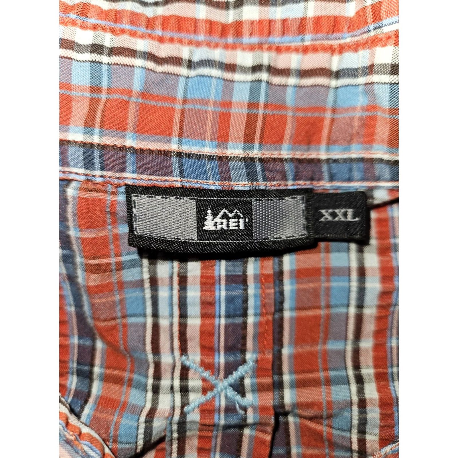 Vintage REI Shirt Mens 2XL Plaid Button Up Short Sleeve Outdoor Red Blue Pocket Hiking Size US XXL / EU 58 / 5 - 2 Thumbnail