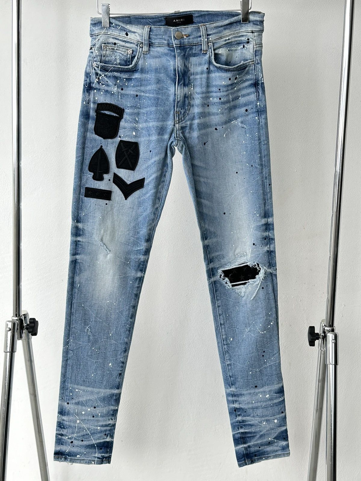 image of Amiri Jean Slim With Patchwork. Size 31 in Blue, Men's