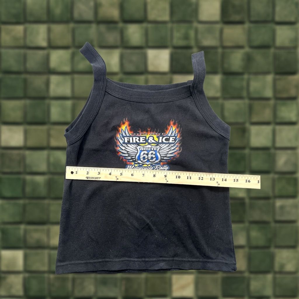 Vintage Gaziani Fire & Ice Motorcycle Rally 2004 Cropped Graphic Tank Top Sz M Gaziani Womens Cropped Tank Black 80s 90s Vintage Size M / US 6-8 / IT 42-44 - 1 Thumbnail