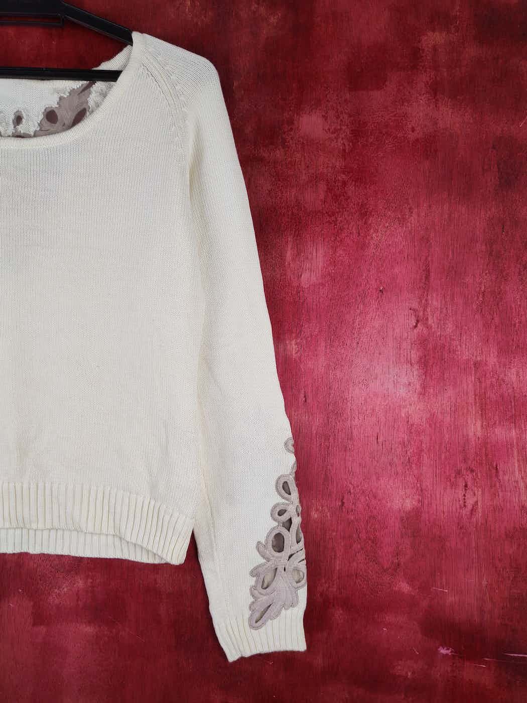 Japanese Brand Together Cream Knitwear art Sweatshirt #S1264 Size S / US 4 / IT 40 - 10 Thumbnail
