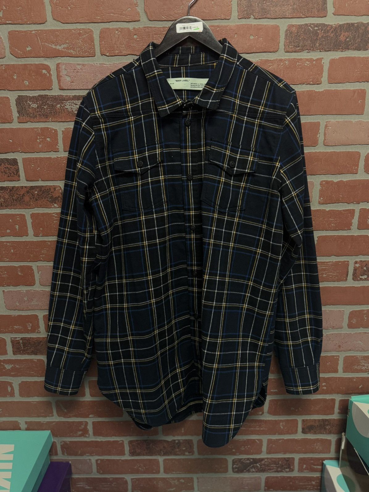 Off-White Off White Flannel Size XL Button Up Blue Yellow Size US XL / EU 56 / 4 - 1 Thumbnail