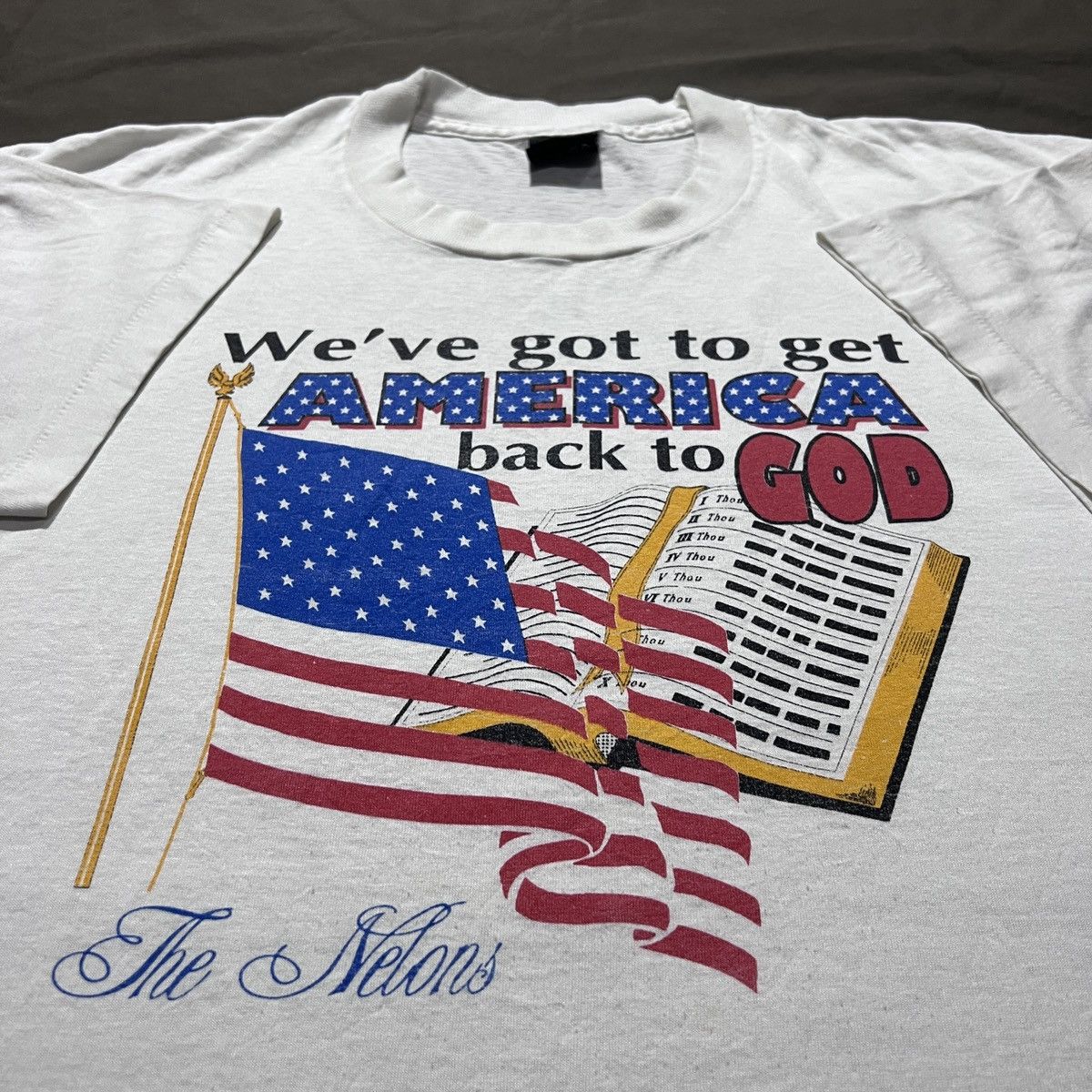 Vintage VTG 90s AMERICA back to GOD The Nelons Holy Bible Graphic Size US XL / EU 56 / 4 - 1 Thumbnail