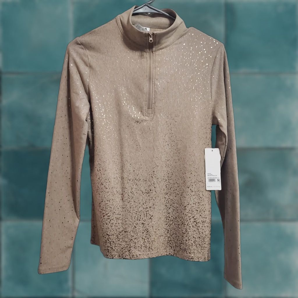 Vintage Yogalicious Sweatshirt Women M Brown Rose Gold Foil Aura Glam 1/4 Zip Pullover Size M / US 6-8 / IT 42-44 - 1 Thumbnail