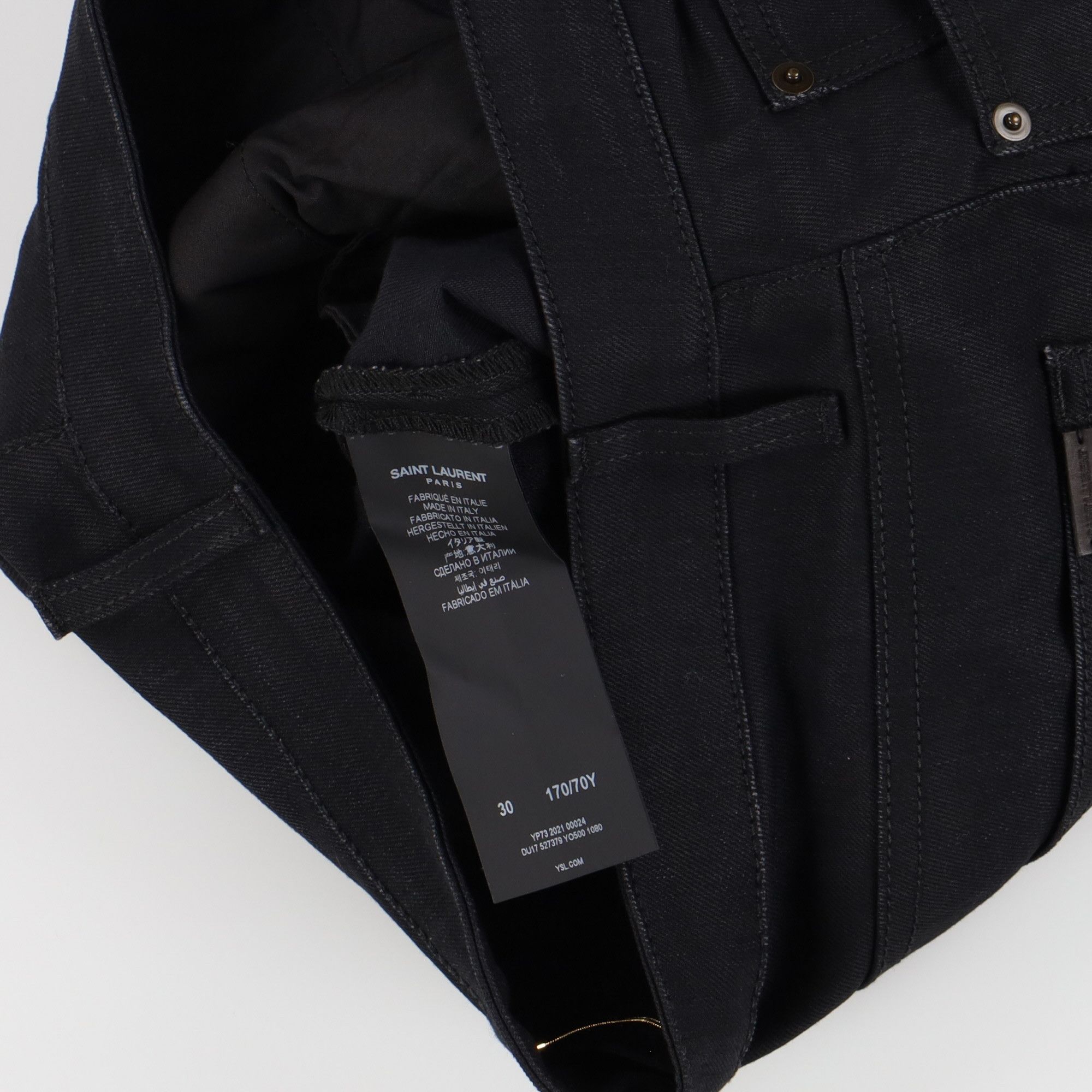 Saint Laurent Paris D05 Worn Black Creased Skinny Jeans Size 30" / US 8 / IT 44 - 6 Thumbnail