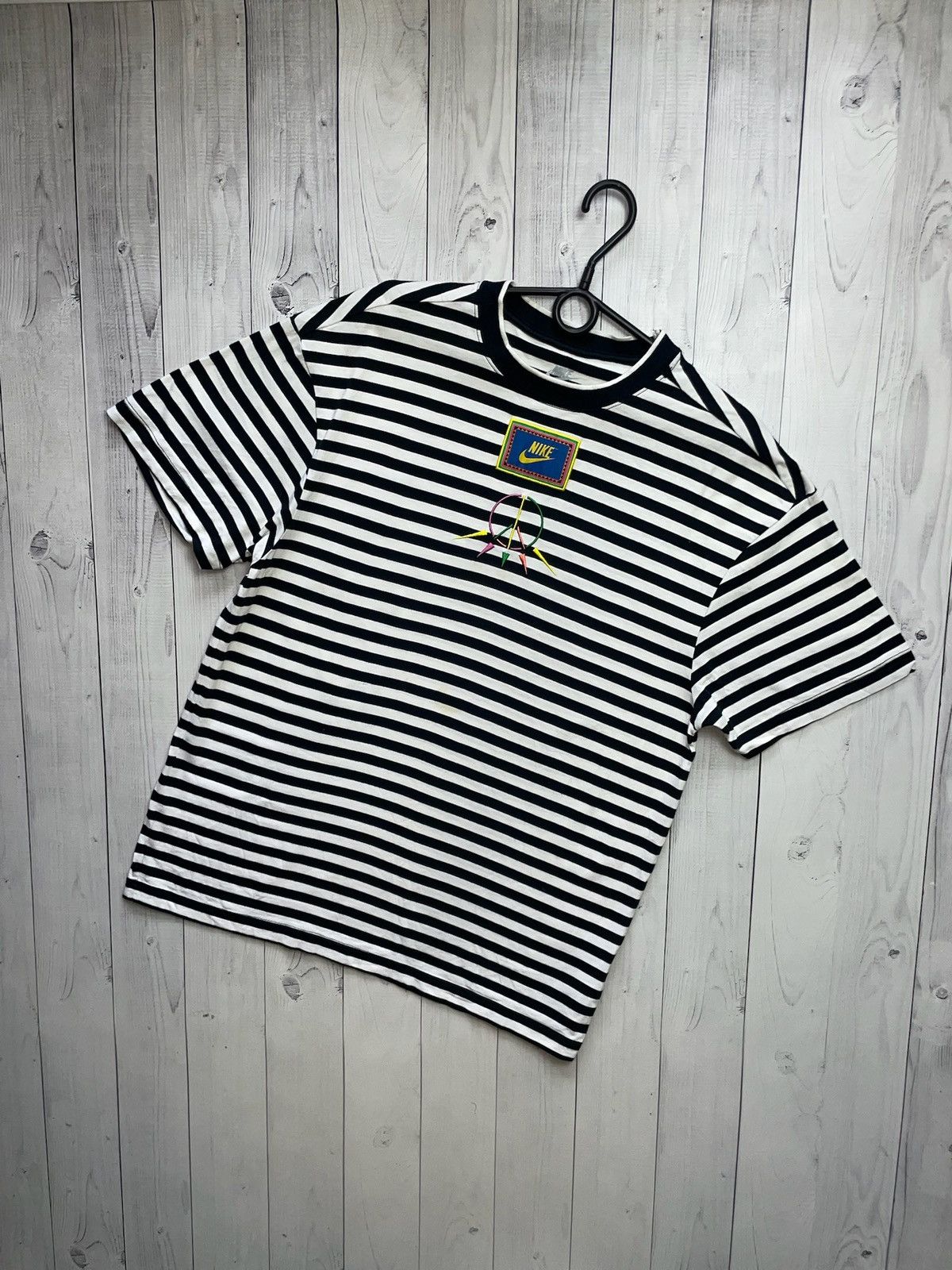 Nike × Vintage Vintage Nike striped tee Peace rare size Xs Size US XS / EU 42 / 0 - 1 Thumbnail