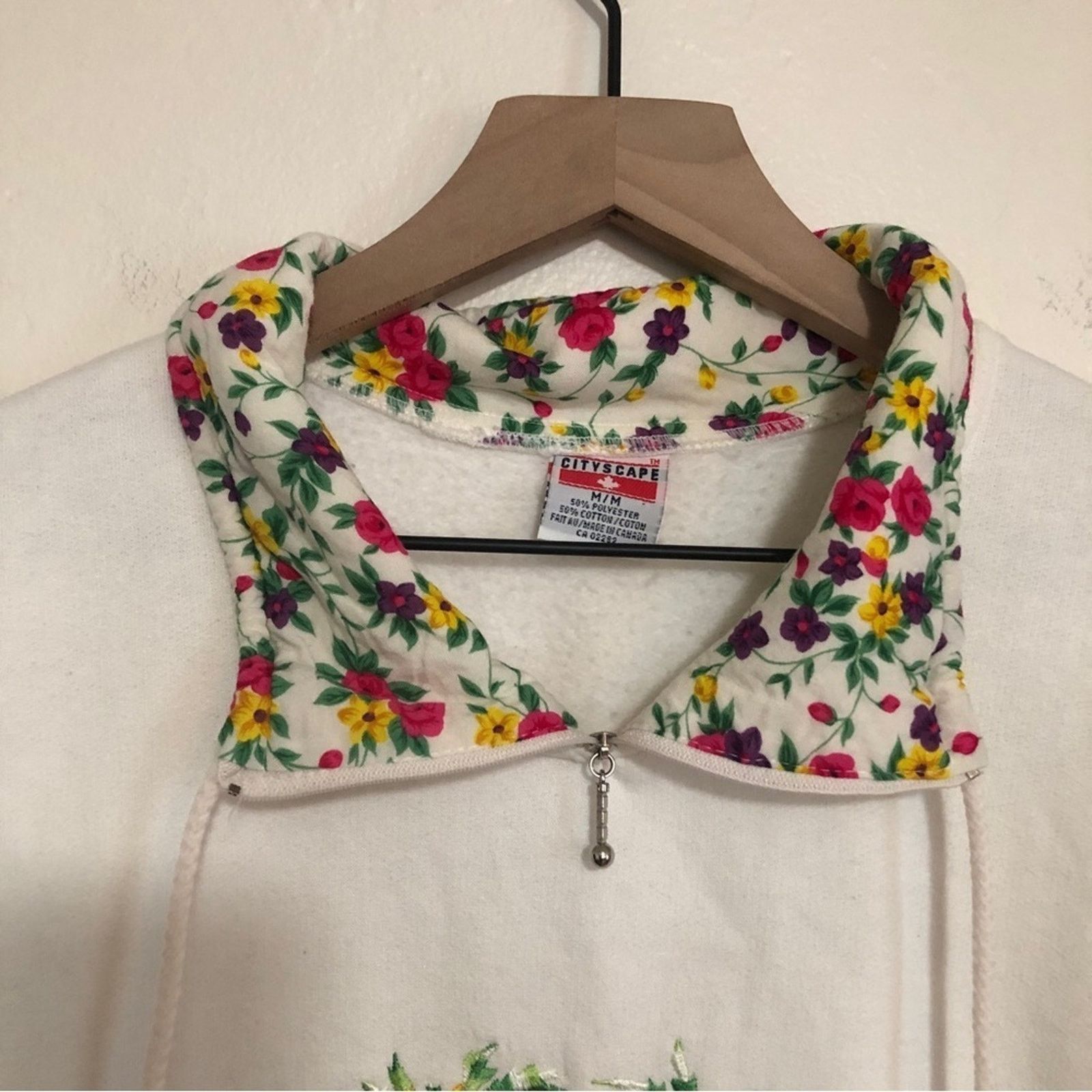 Other Vintage 90's Cityscape Floral Pullover Sweatshirt Sweater Size M / US 6-8 / IT 42-44 - 4 Thumbnail
