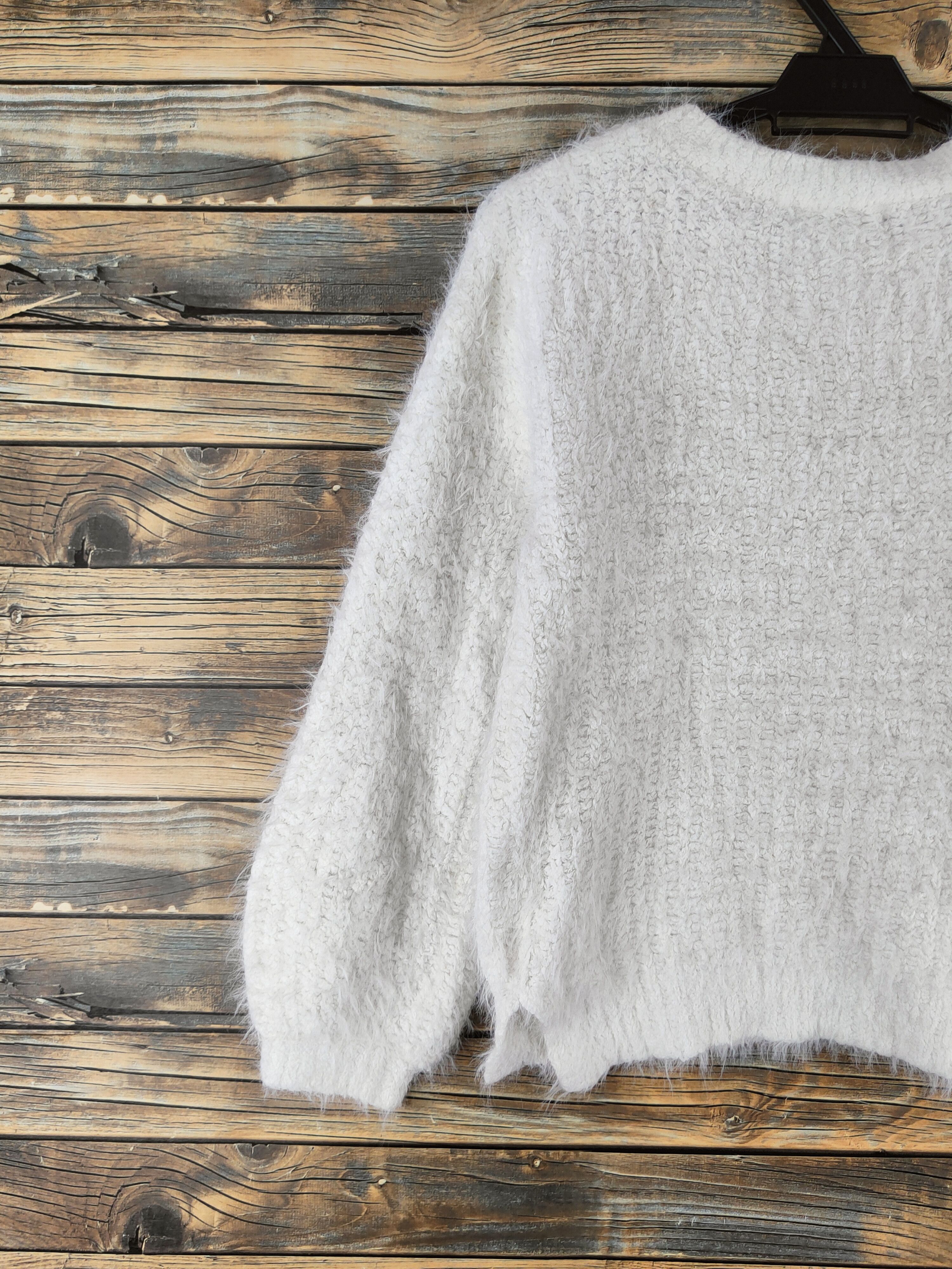 Japanese Brand DL Ozoc White Fur Mohair Knitwear #46-550 Size XS / US 0-2 / IT 36-38 - 8 Thumbnail