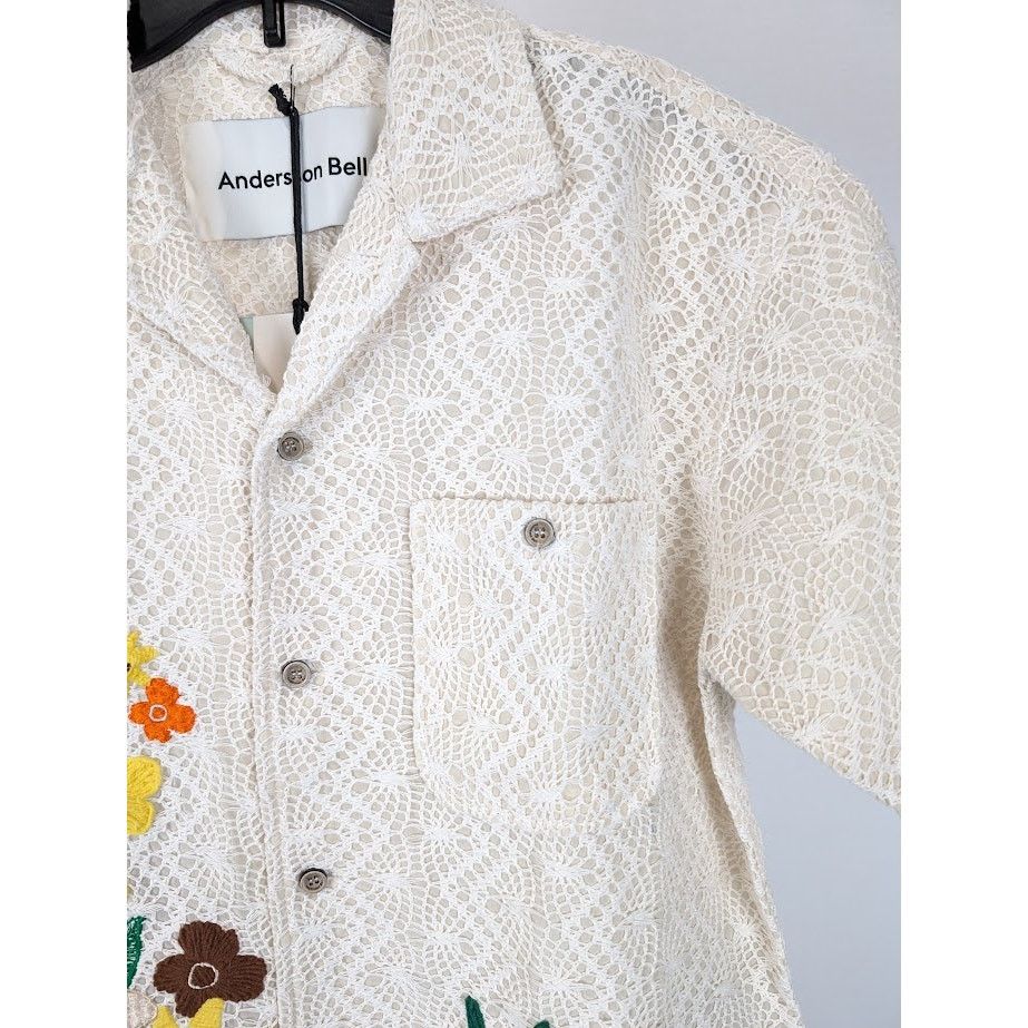 Andersson Bell o1rshd1 Flower Embroidery Open Collar Shirt in White Size US M / EU 48-50 / 2 - 6 Thumbnail