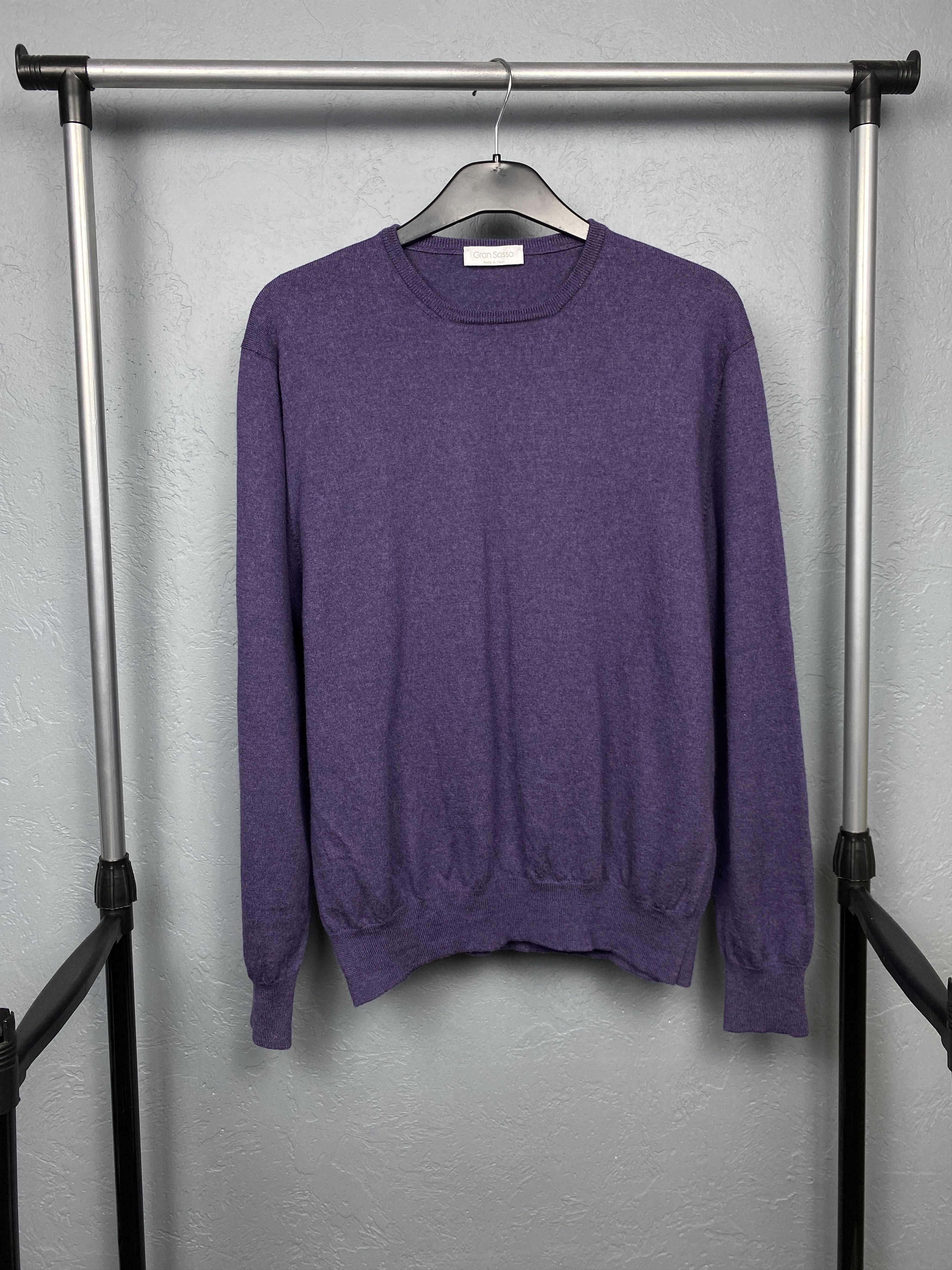 Gran Sasso Gran Sasso Mens Crew Neck Wool Knit Sweater Size US XL / EU 56 / 4 - 1 Thumbnail