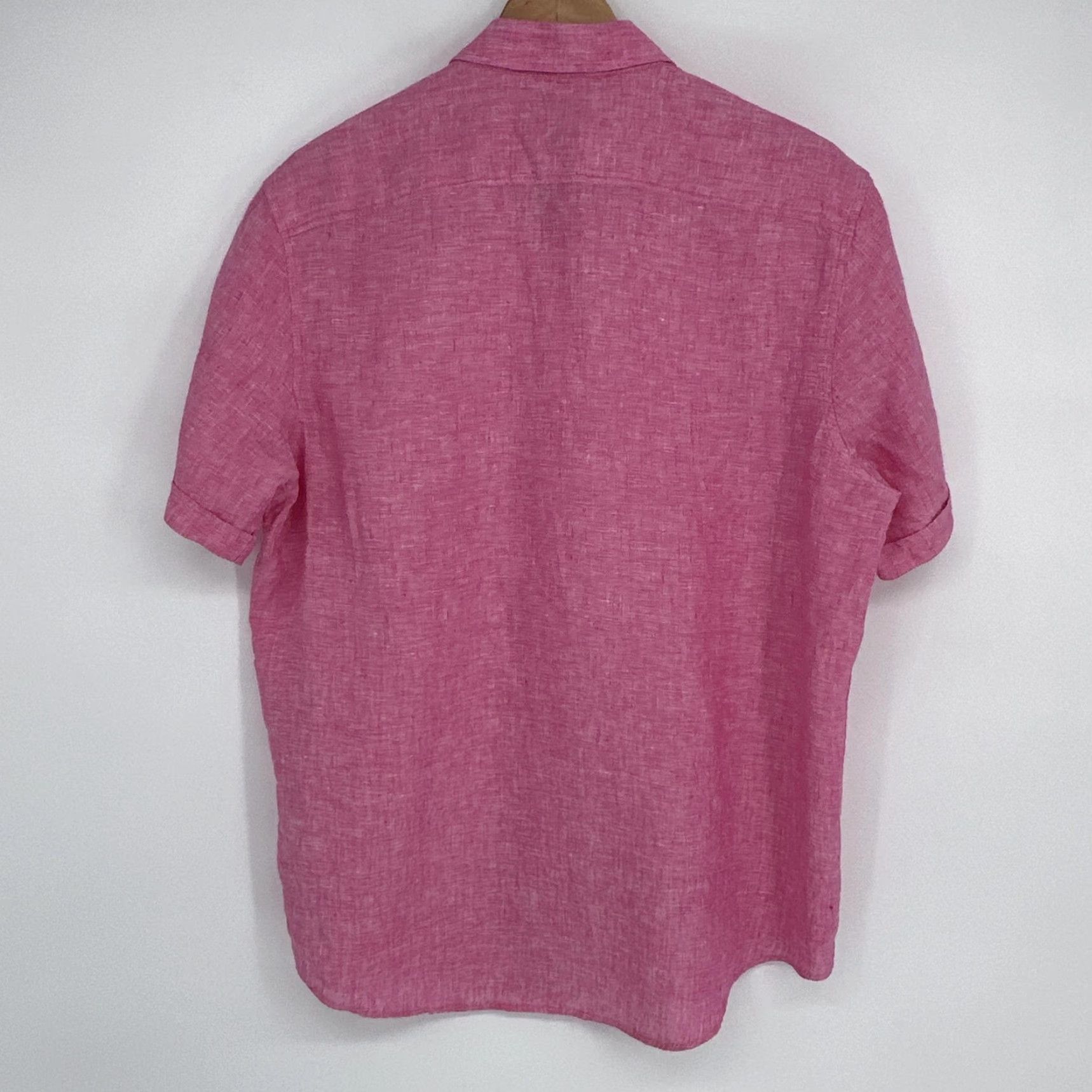 Murano Murano Shirt Mens Large Pink Linen Short Sleeve Button Up Spring Size US L / EU 52-54 / 3 - 6 Thumbnail