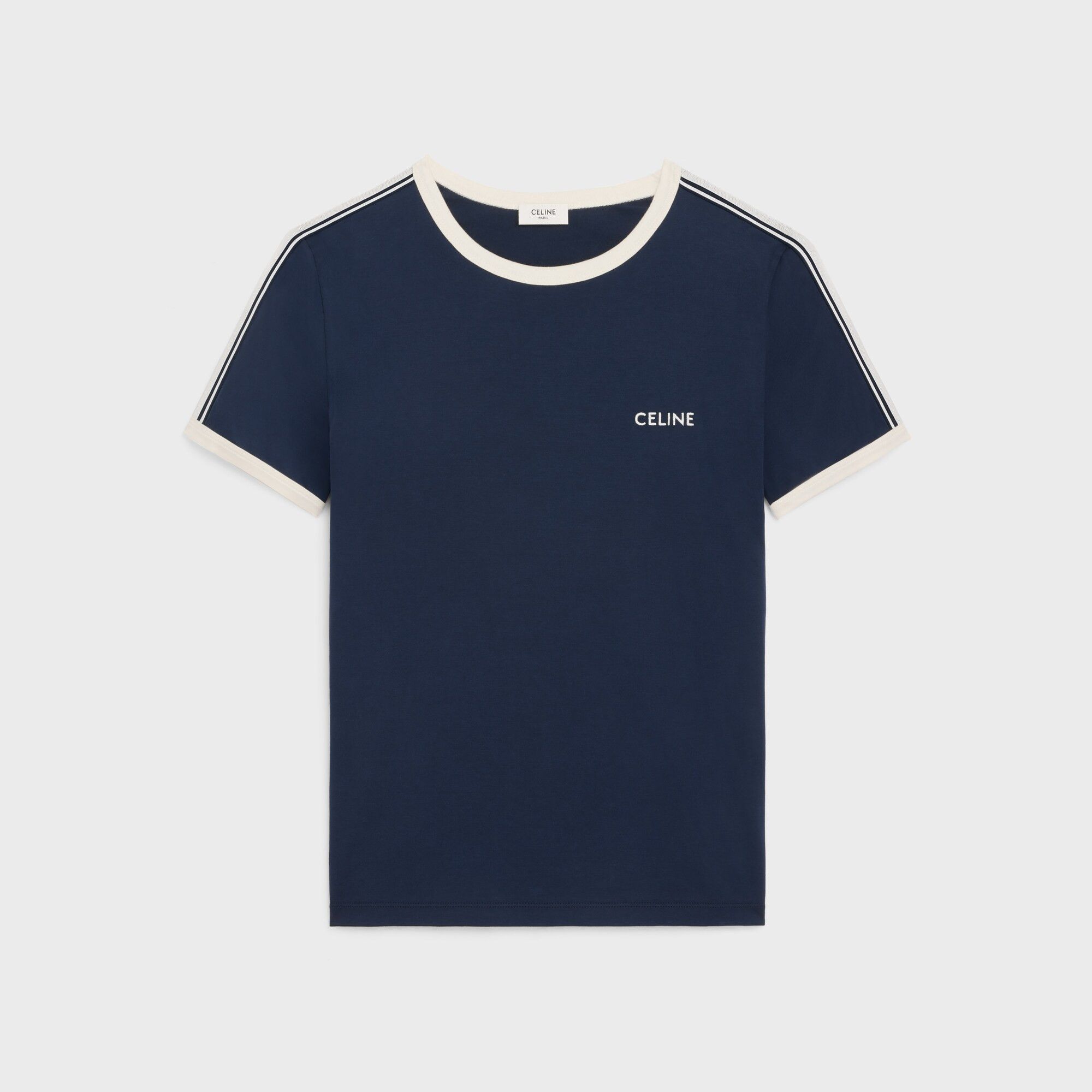 【1枚で可愛く♪】CELINE navy blue logo T-shirt Celine Celine blue logo t shirt M | Grailed