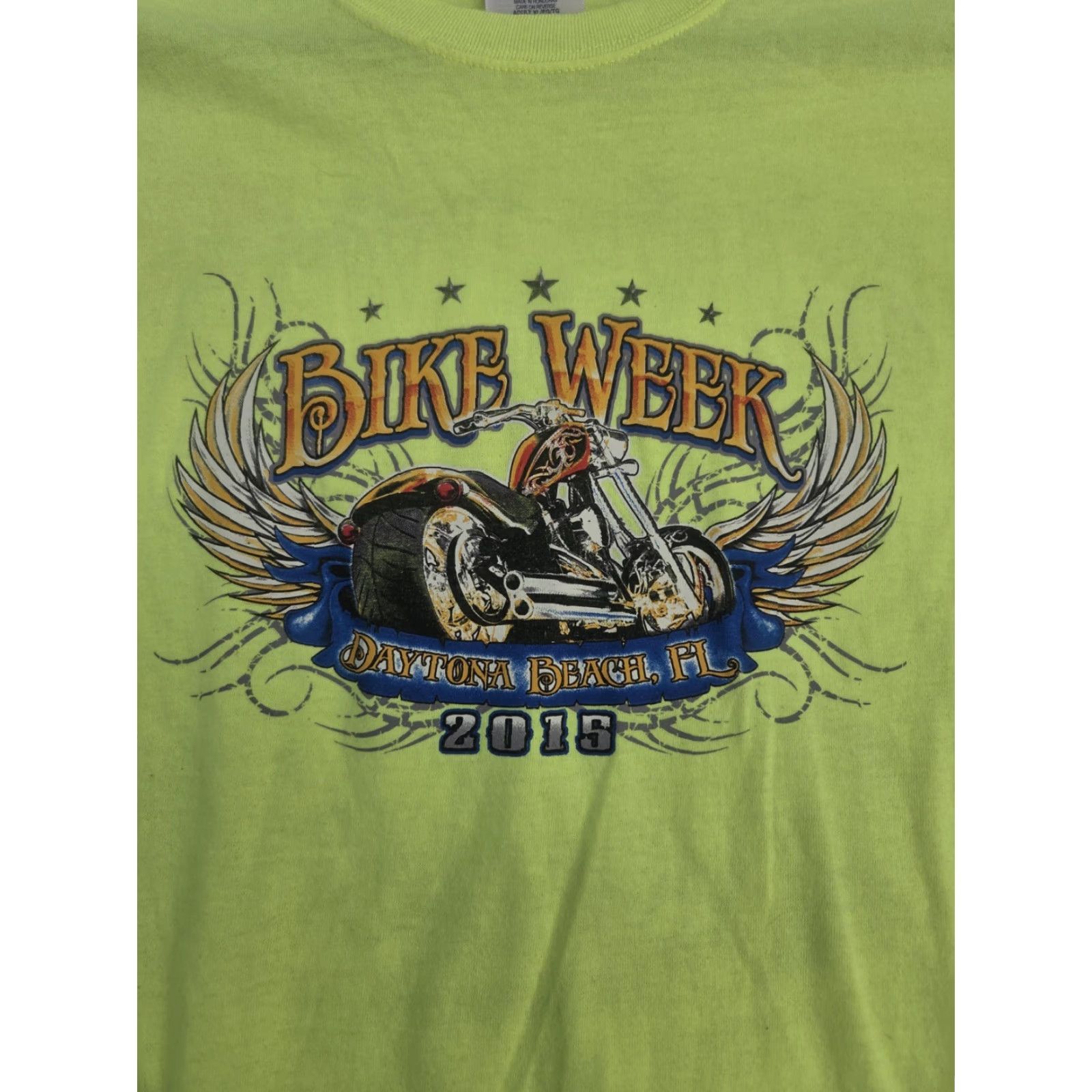 Vintage VINTAGE Bike Week Daytona Beach T Shirt Mens XL Safety Yellow Beach Biker Motorcycle 2015 74th Mens XL Yellow Size US XL / EU 56 / 4 - 3 Thumbnail