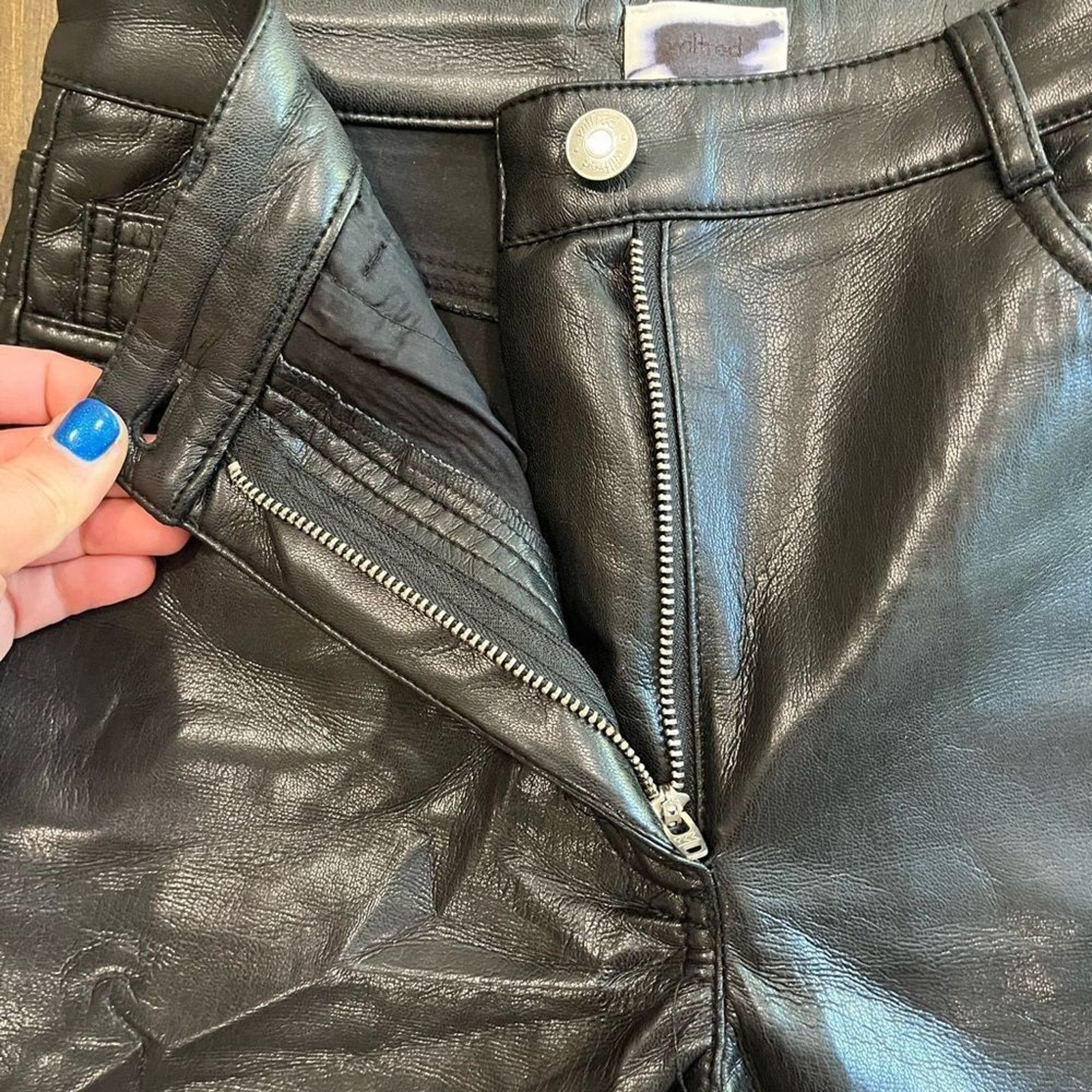 Vintage Wilfred Aritzia The Melina Vegan Leather Cropped Pants Sz 2 Size 26" / US 2 / IT 38 - 7 Thumbnail