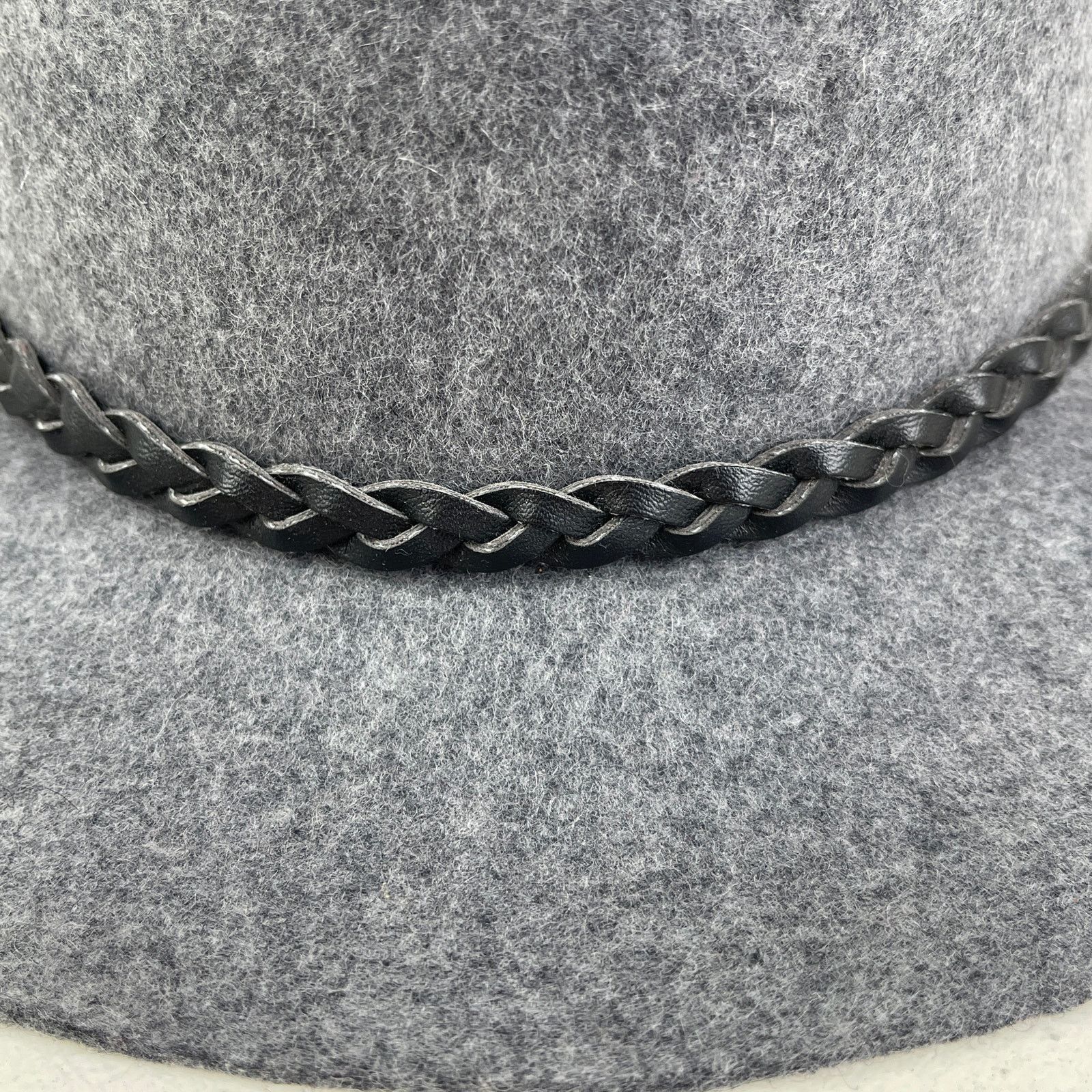 Forever 21 Grey Felt Fedora Hat Short Brim Black Faux Leather Band Size ONE SIZE - 13 Thumbnail