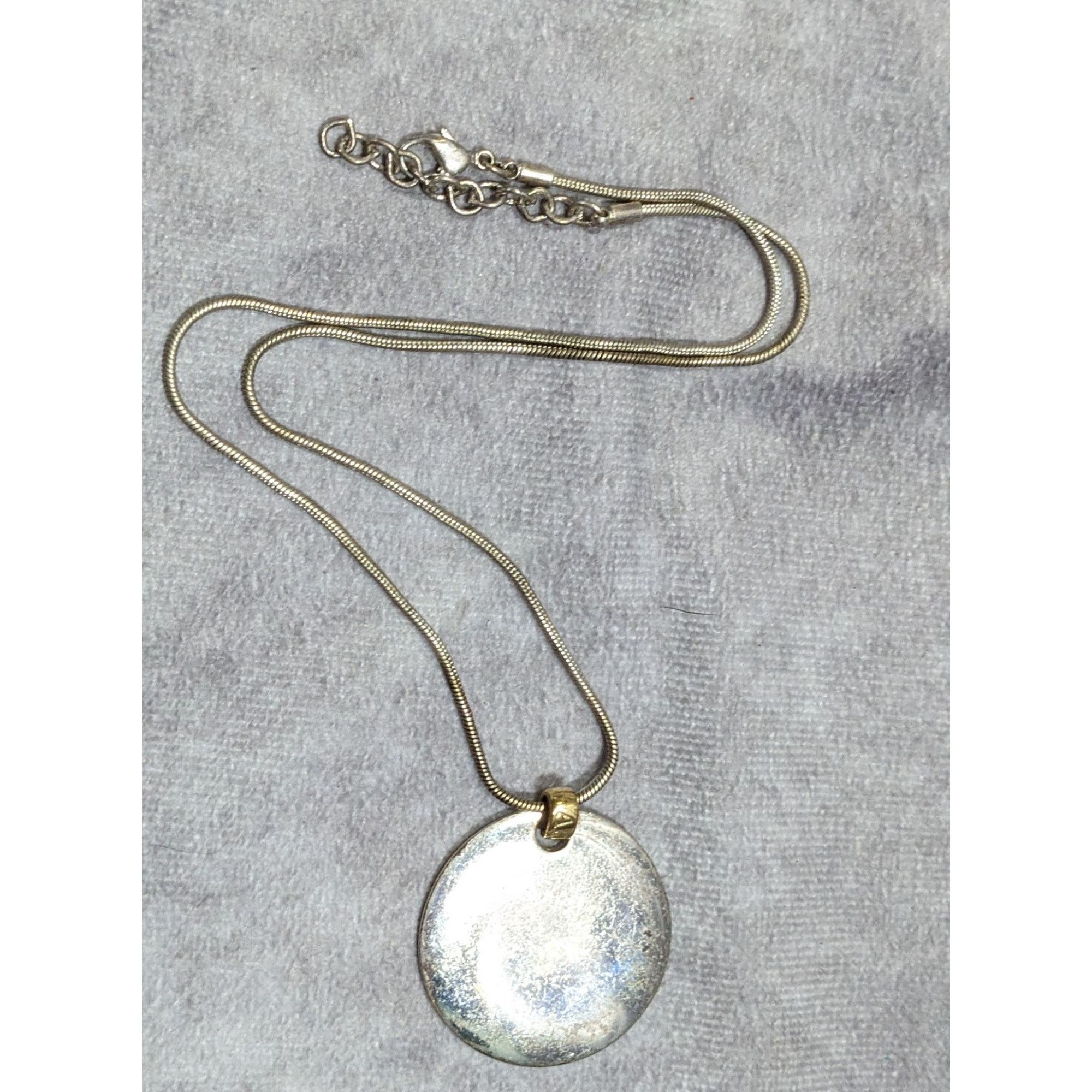 Other Modern Medallion Silver Tone Pendant Necklace With AK Engrav Size ONE SIZE - 8 Thumbnail