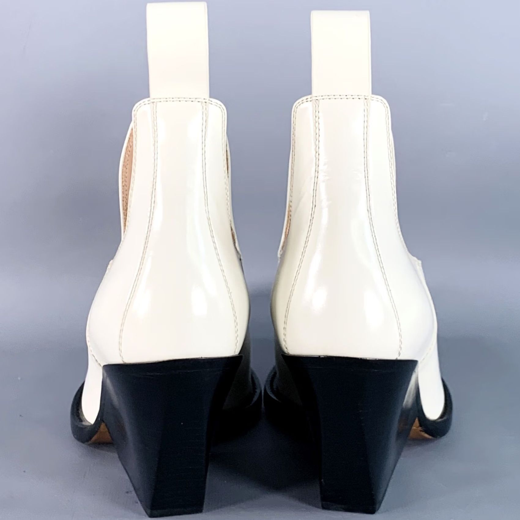 Bottega Veneta BOTTEGA VENETA Boots Ivory Black Leather Slip On Western Ankle Size 9 Women Size US 9 / IT 39 - 3 Thumbnail