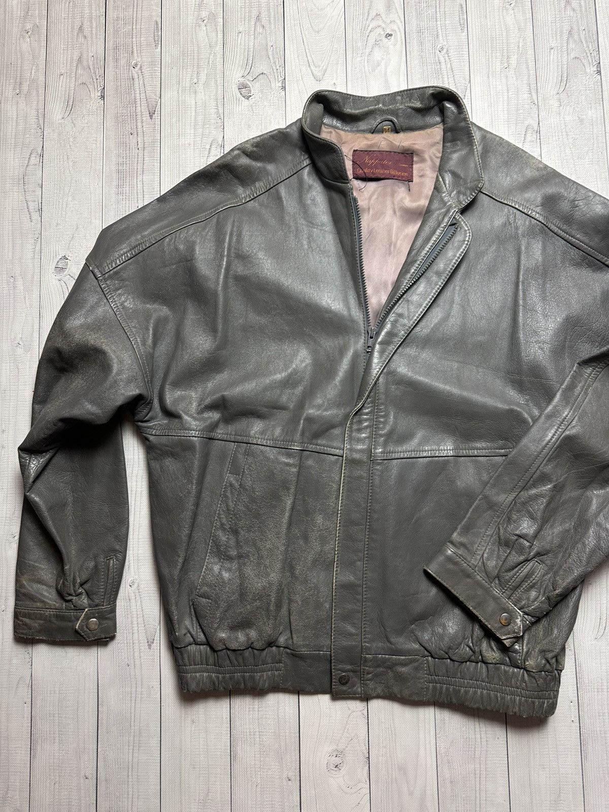 Vintage Vintage Leather Jacket size L grey rare retro Size US L / EU 52-54 / 3 - 2 Thumbnail
