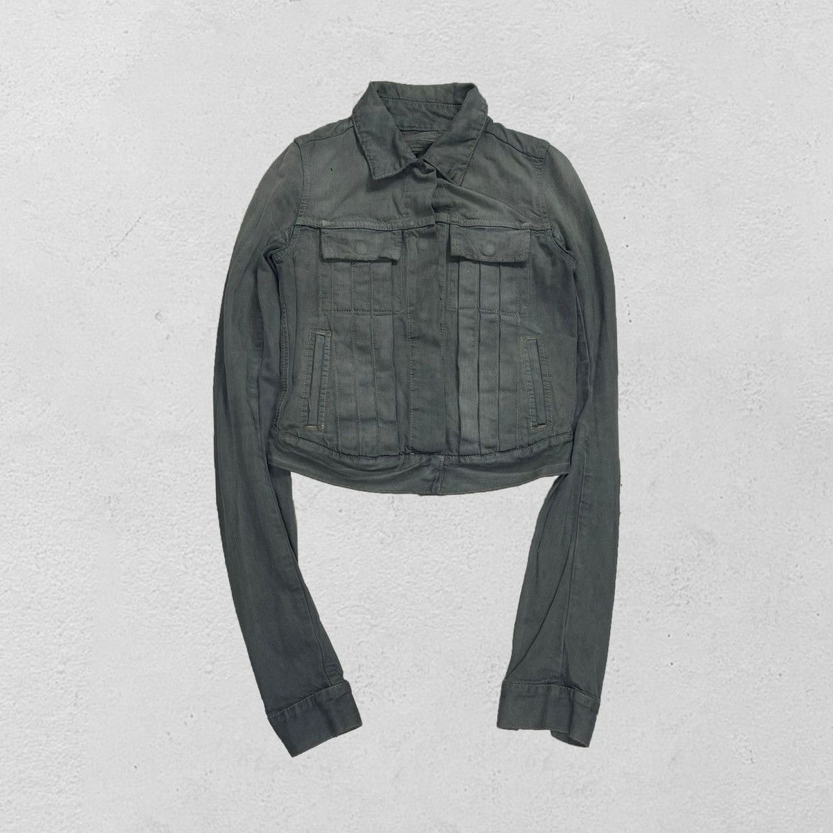 image of Rick Owens Rick Owen’S Denim Cropped Jacket in Miltary Green, Men's (Size XS)